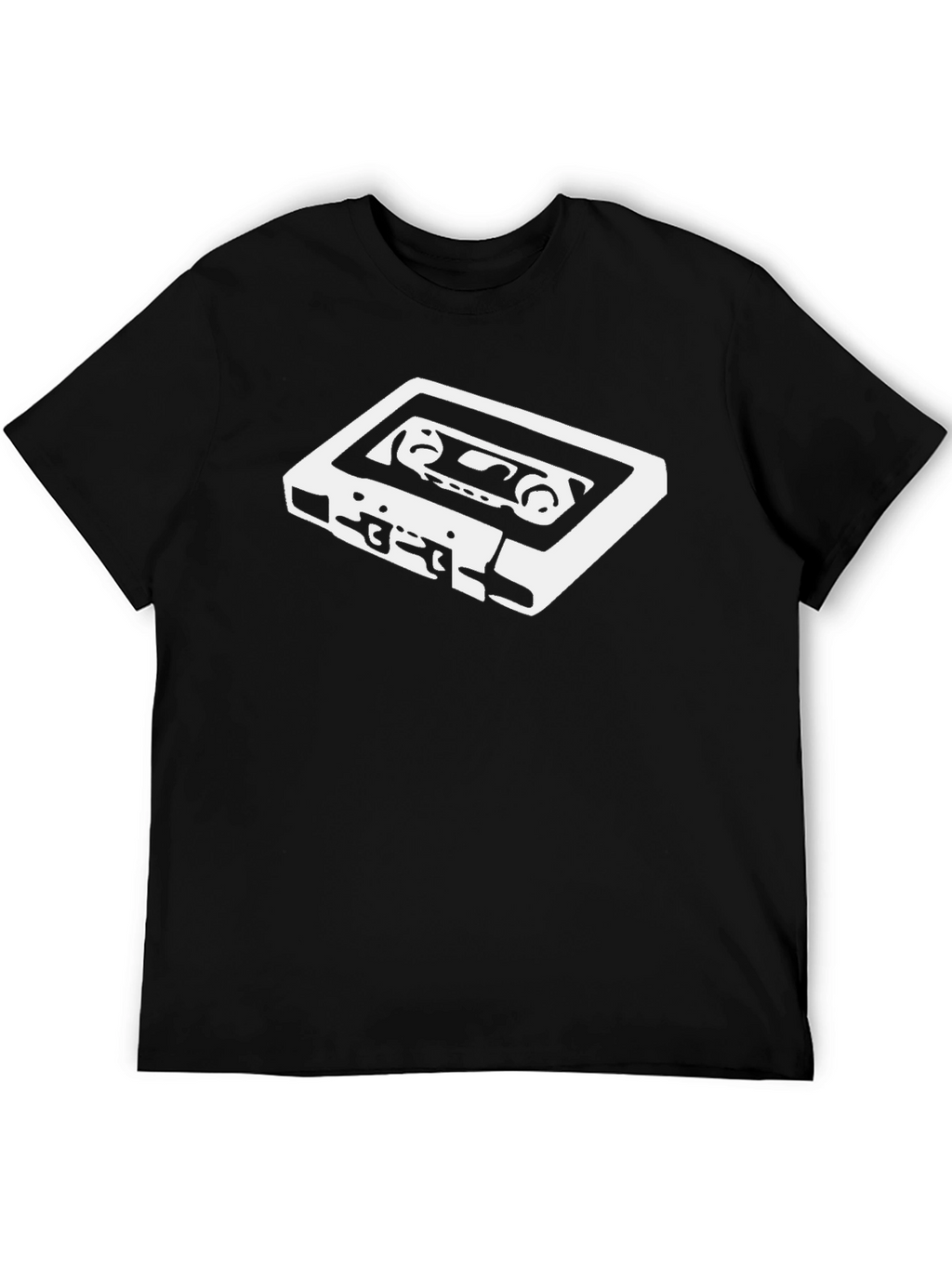 Retro Cassette Tape Graphic Tee - Black Cotton T-Shirt