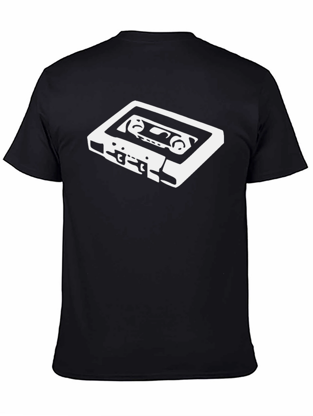 Retro Cassette Tape Graphic Tee - Black Cotton T-Shirt