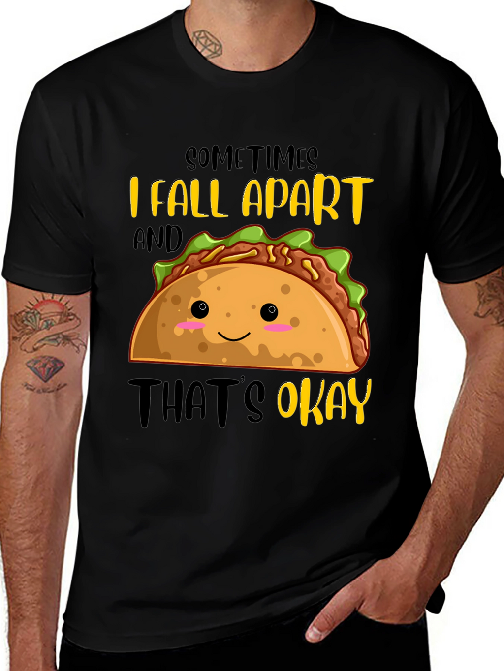 Funny Taco Graphic T-Shirt - Sometimes I Fall Apart