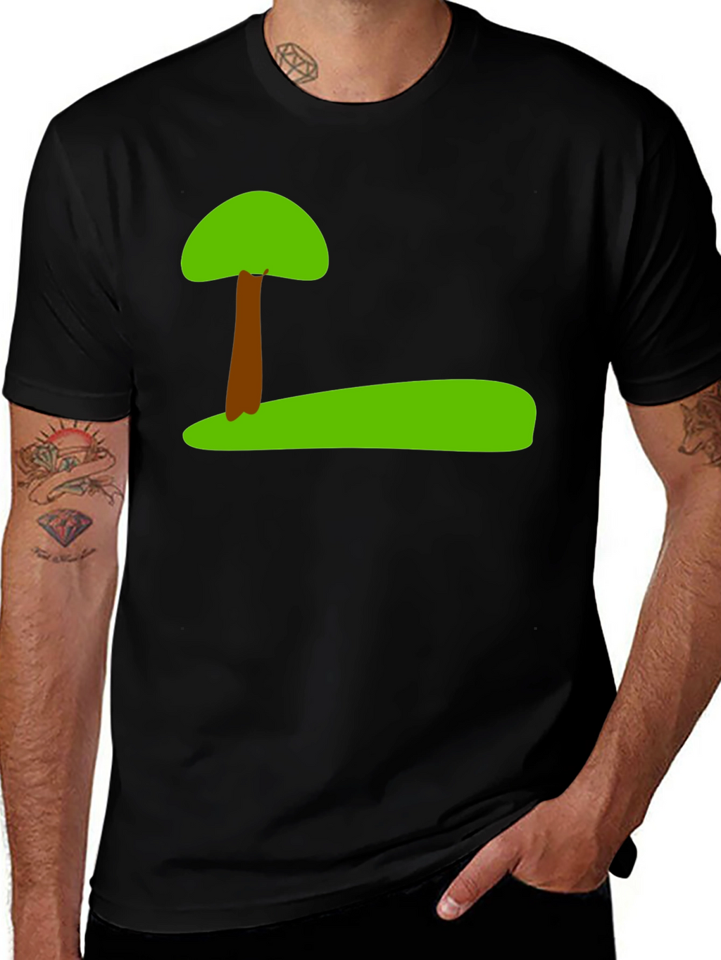 Nature Tree Graphic Black T-Shirt