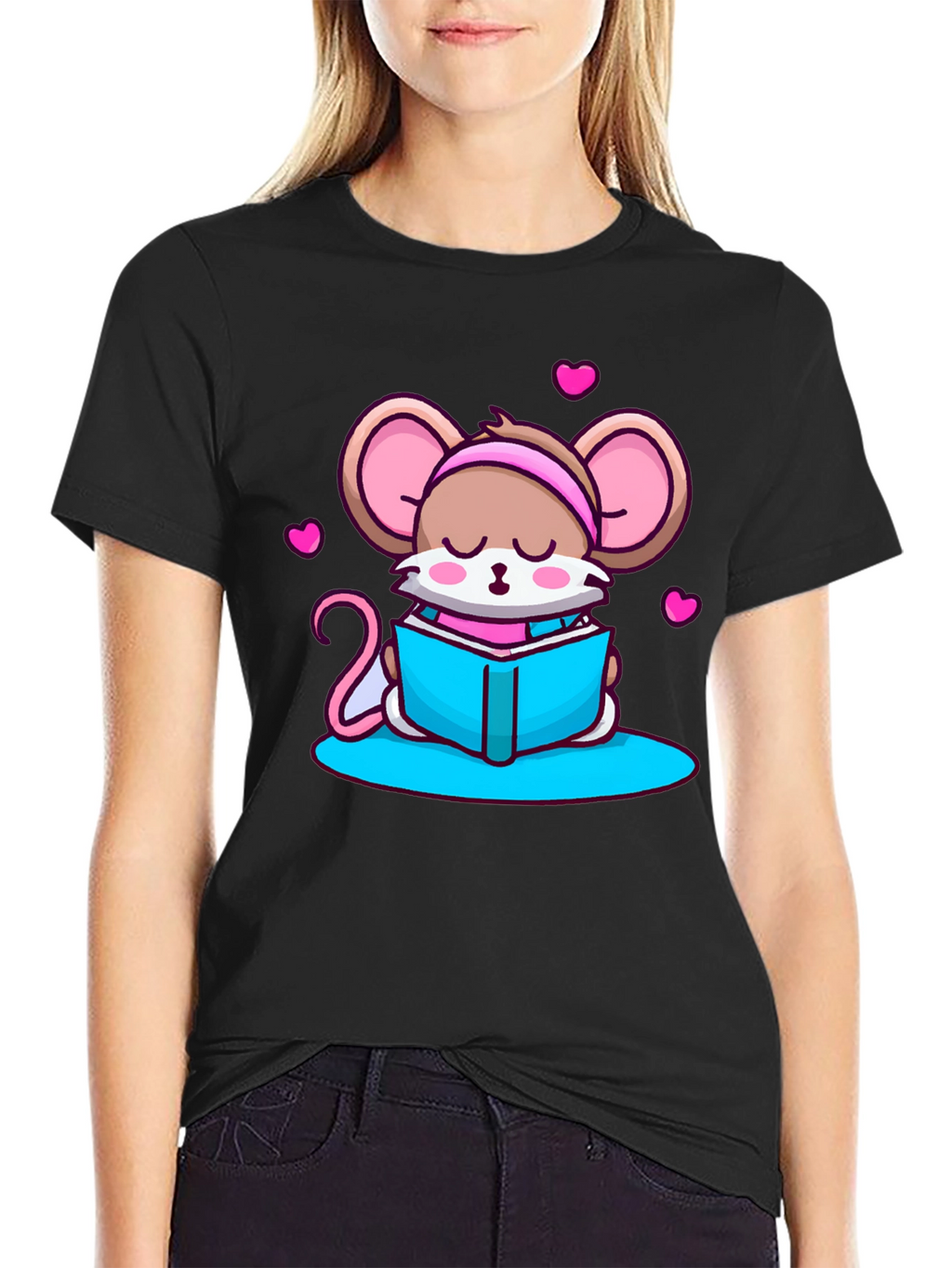 Cute Mouse Reading T-Shirt