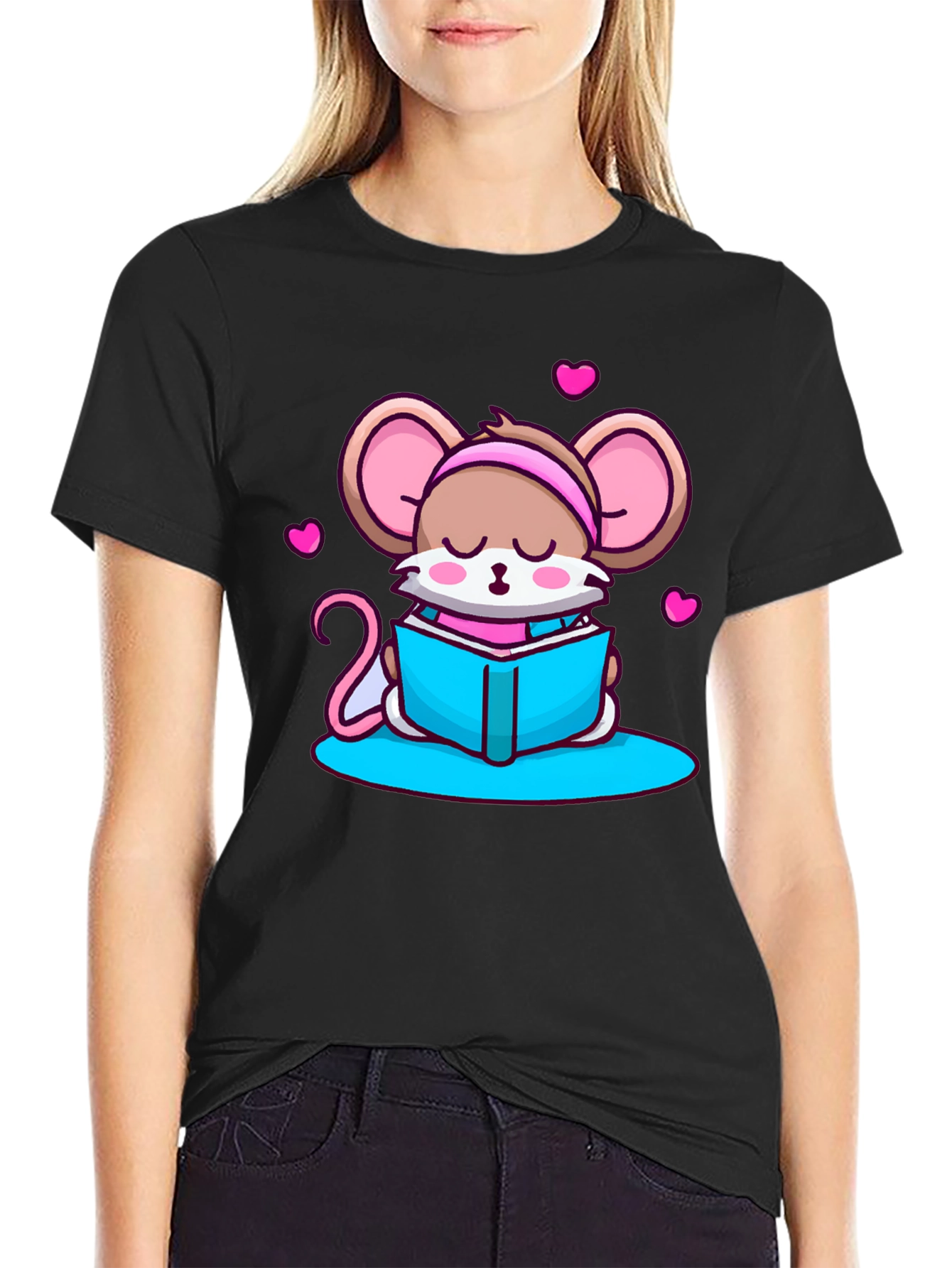 Cute Mouse Reading T-Shirt