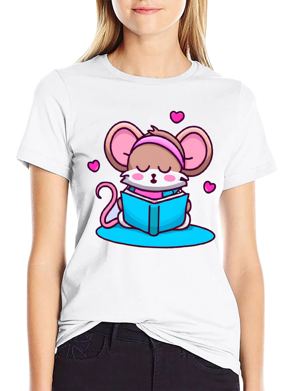 Cute Mouse Reading T-Shirt