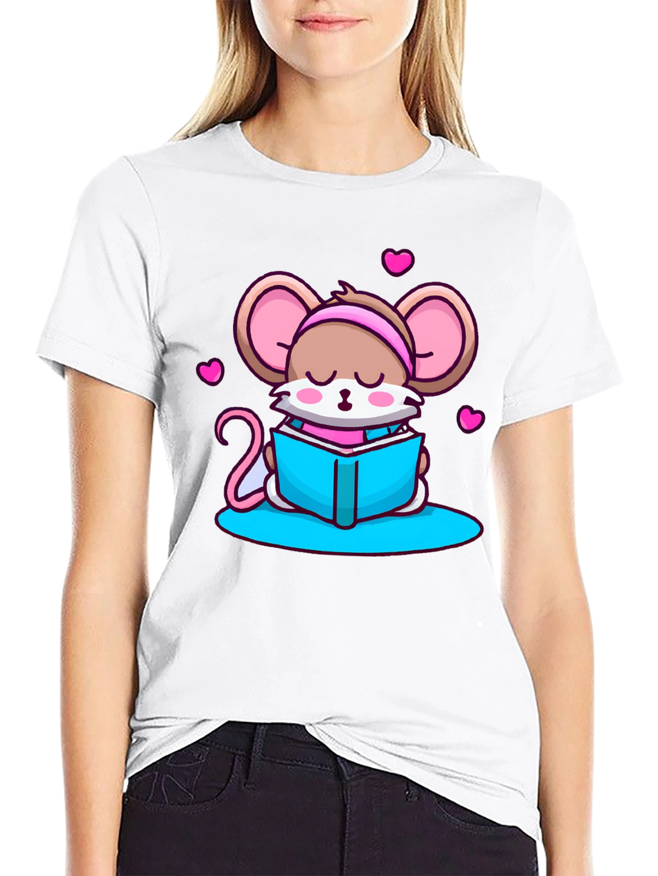 Cute Mouse Reading T-Shirt