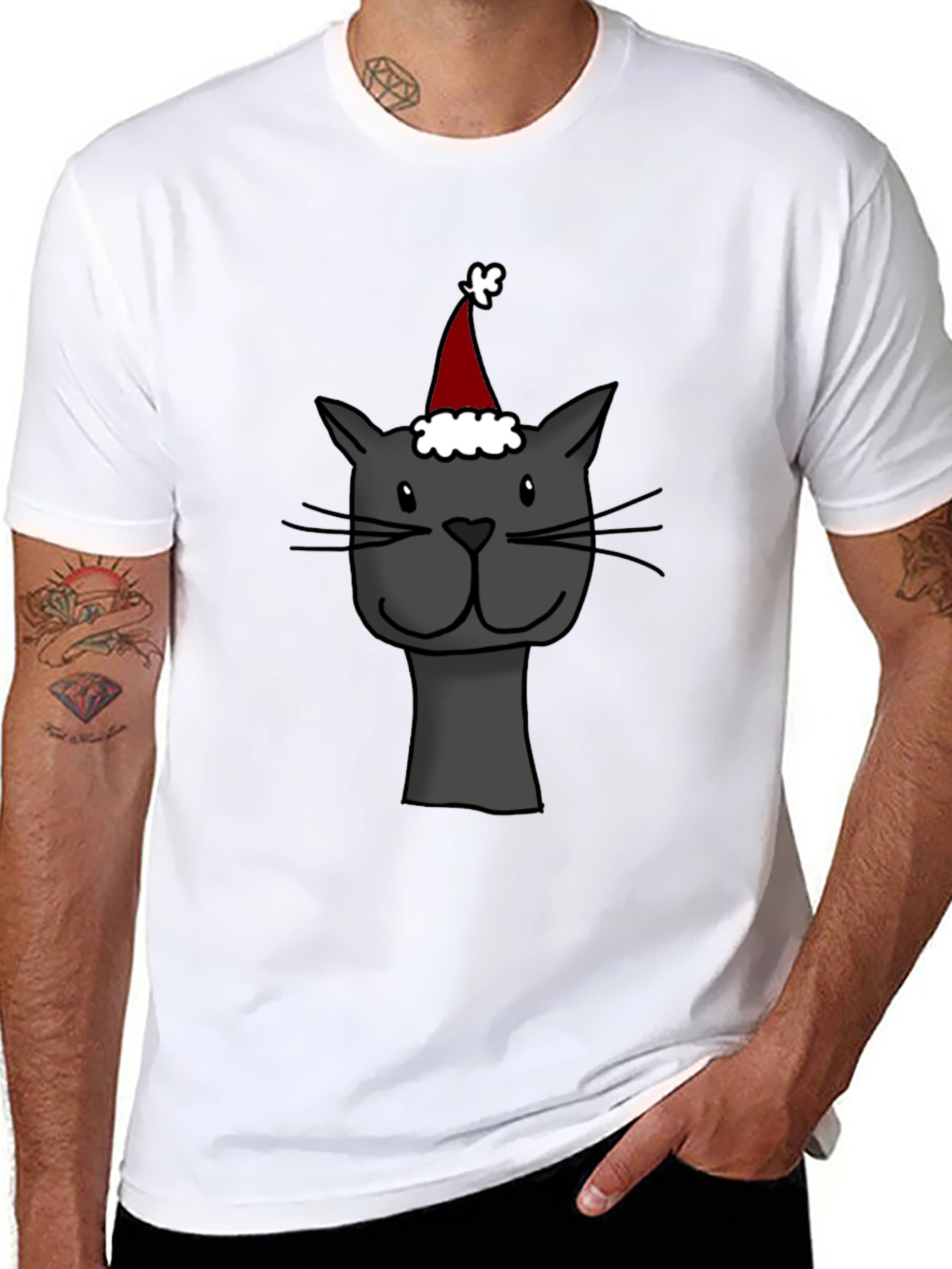Festive Cat T-Shirt - Holiday Cheer
