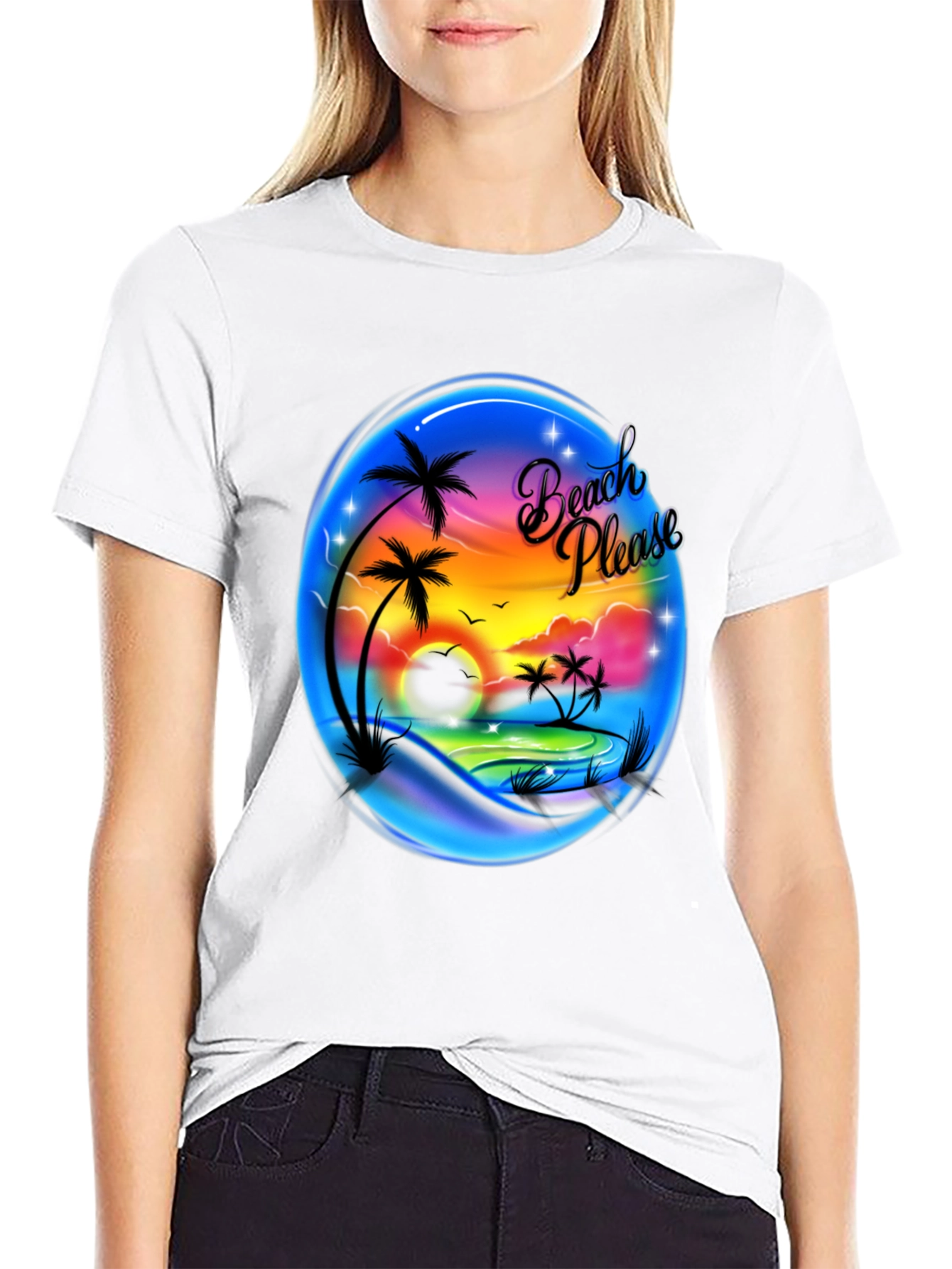 Beach Please Graphic T-Shirt - Tropical Summer Tee