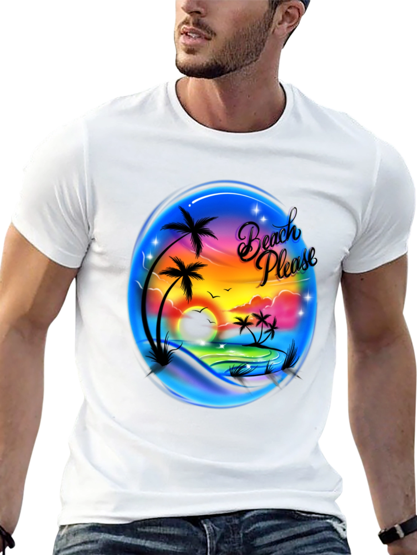 Beach Please Graphic T-Shirt - Tropical Summer Tee