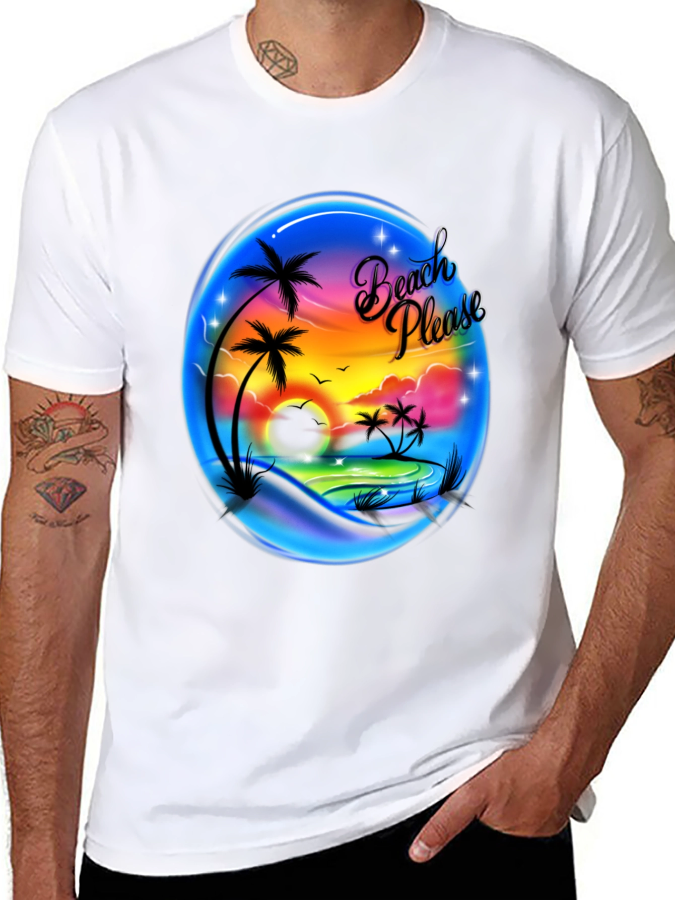 Beach Please Graphic T-Shirt - Tropical Summer Tee