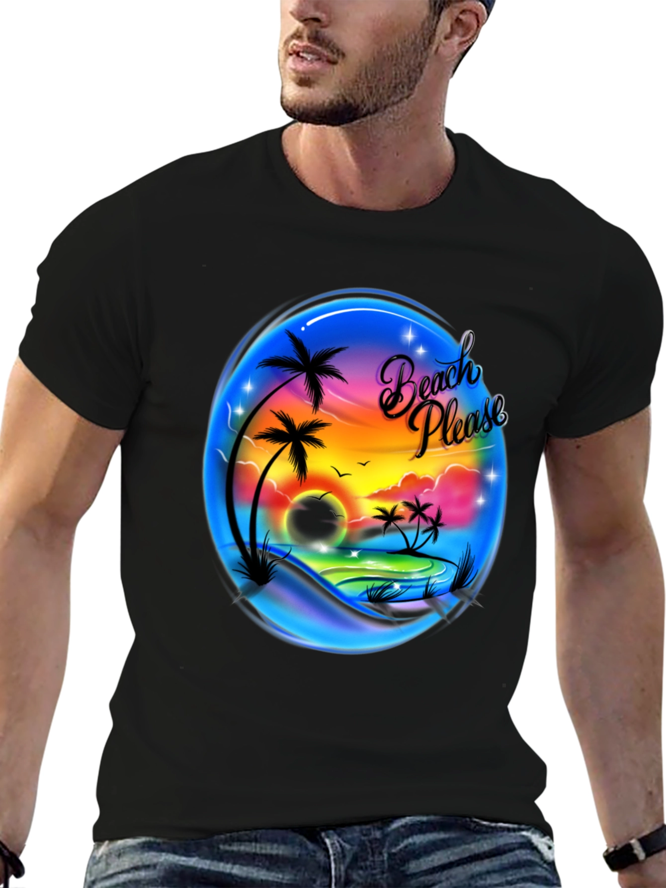 Beach Please Graphic T-Shirt - Tropical Summer Tee