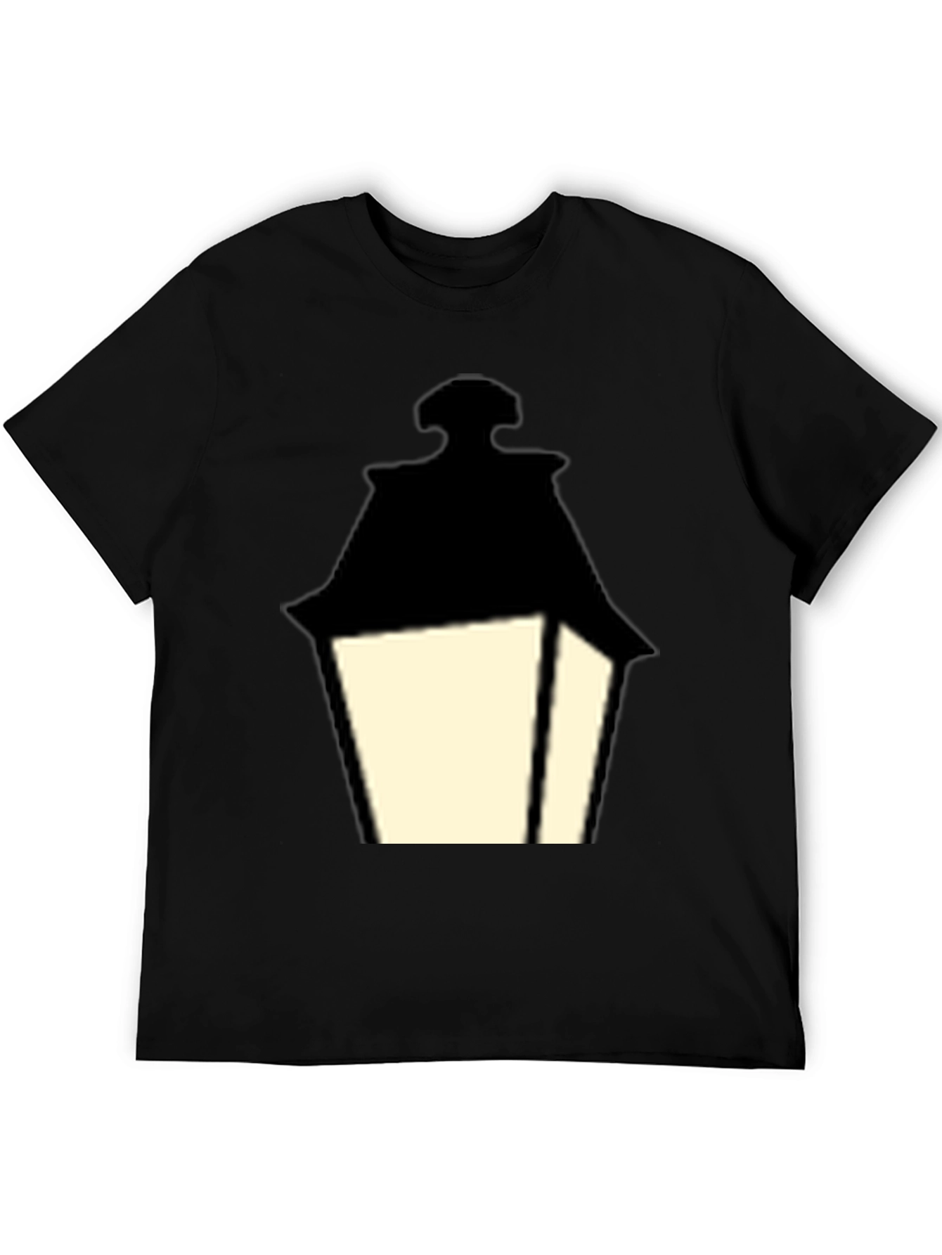 Vintage Lantern Graphic Tee - Classic Black Cotton T-Shirt