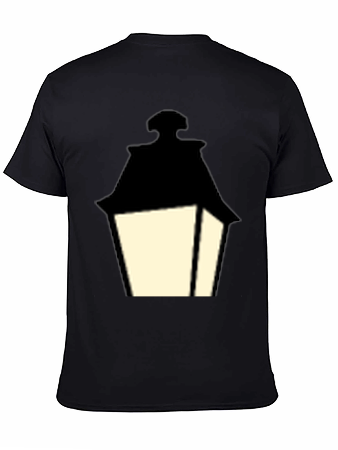 Vintage Lantern Graphic Tee - Classic Black Cotton T-Shirt