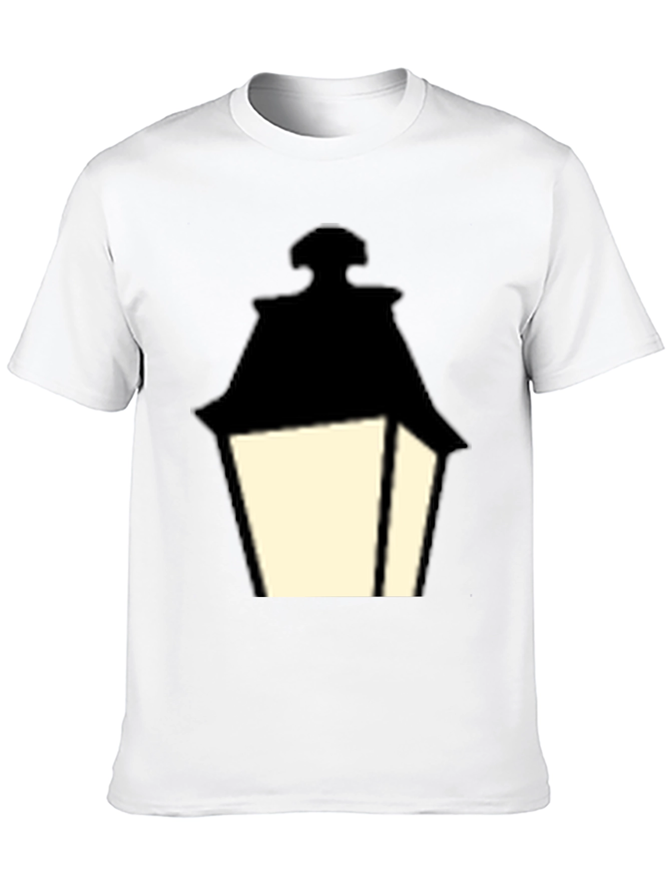Vintage Lantern Graphic Tee - Classic Black Cotton T-Shirt
