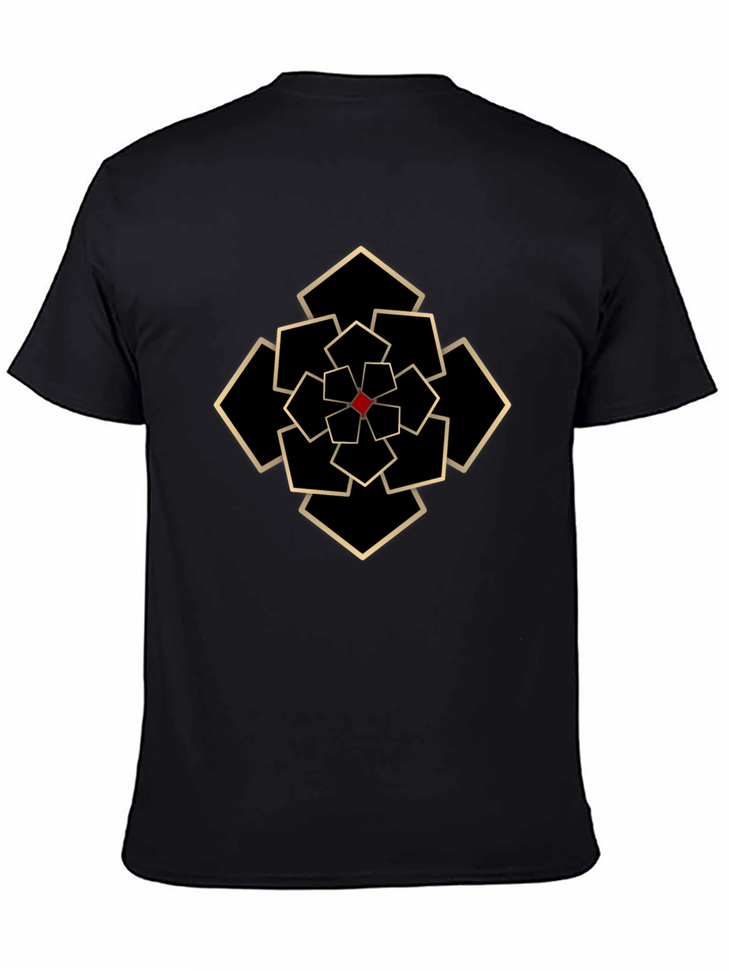 Geometric Flower Graphic Tee - Black