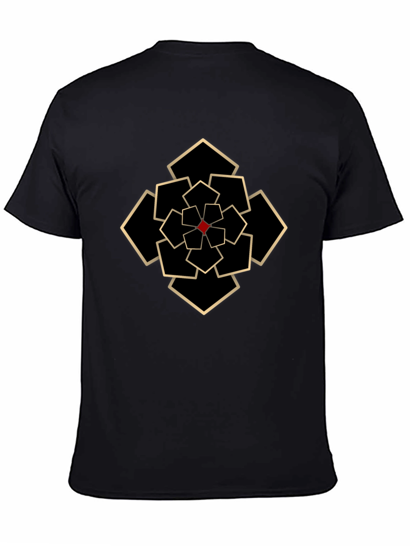 Geometric Flower Graphic Tee - Black