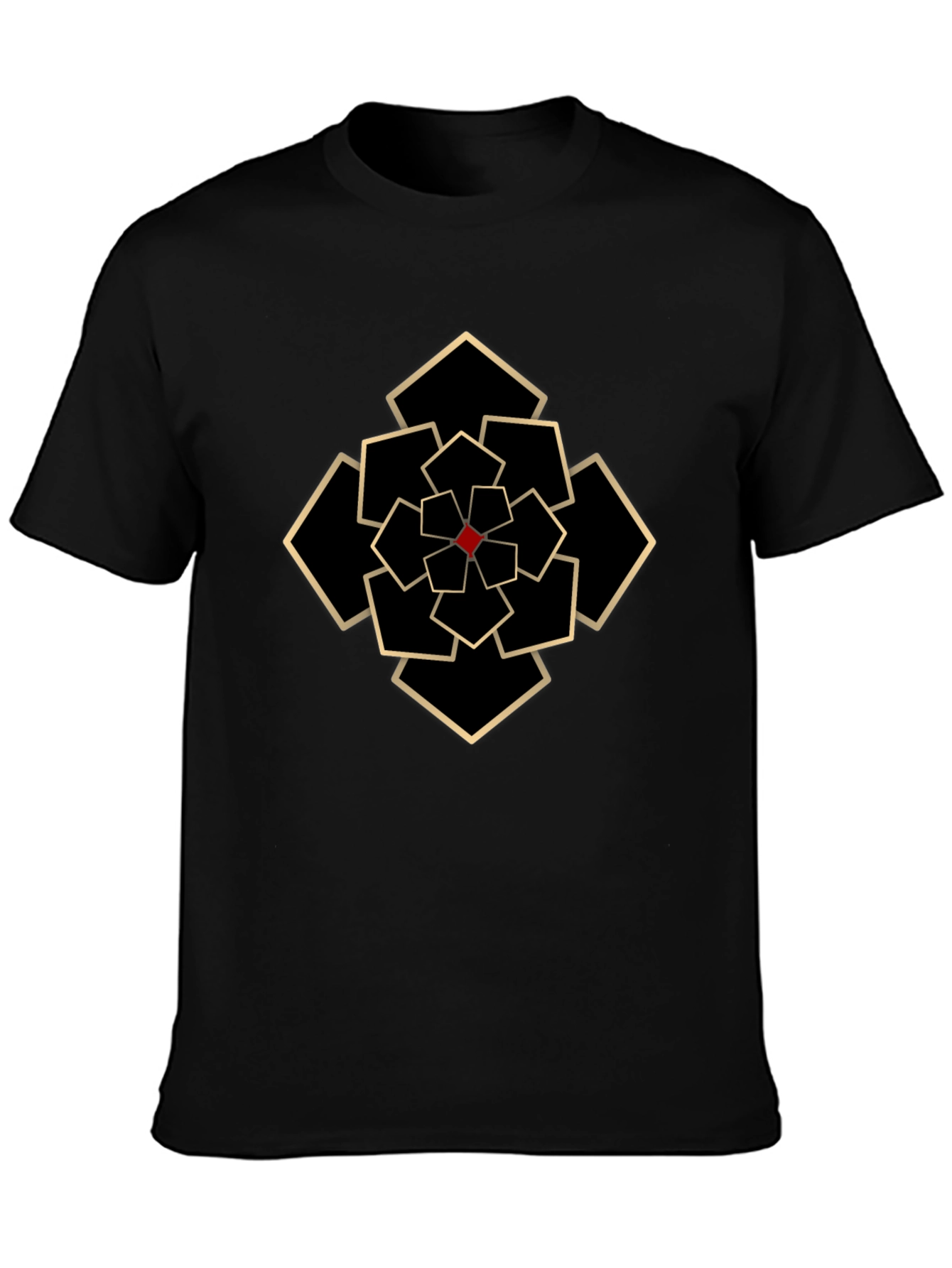 Geometric Flower Graphic Tee - Black