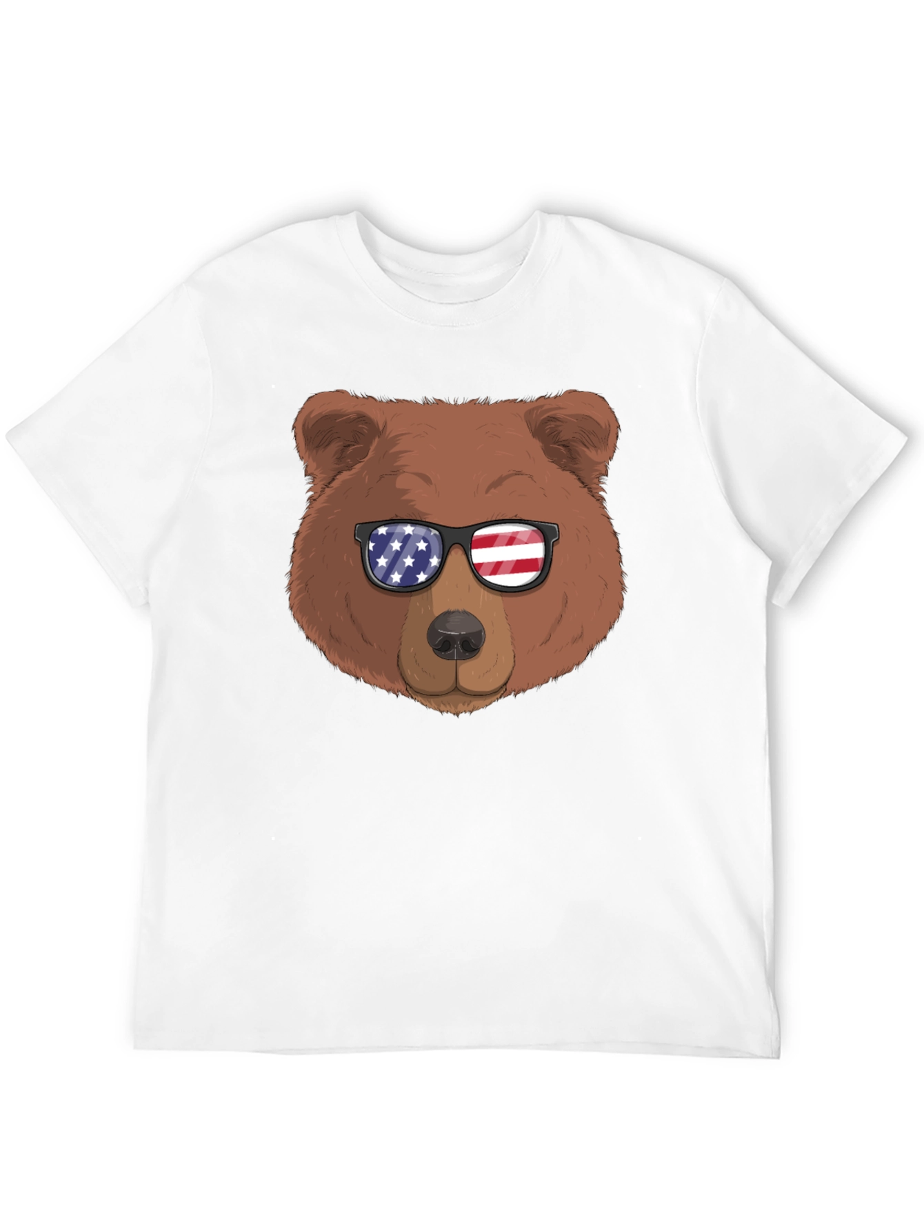 Bear with American Flag Sunglasses Graphic Tee