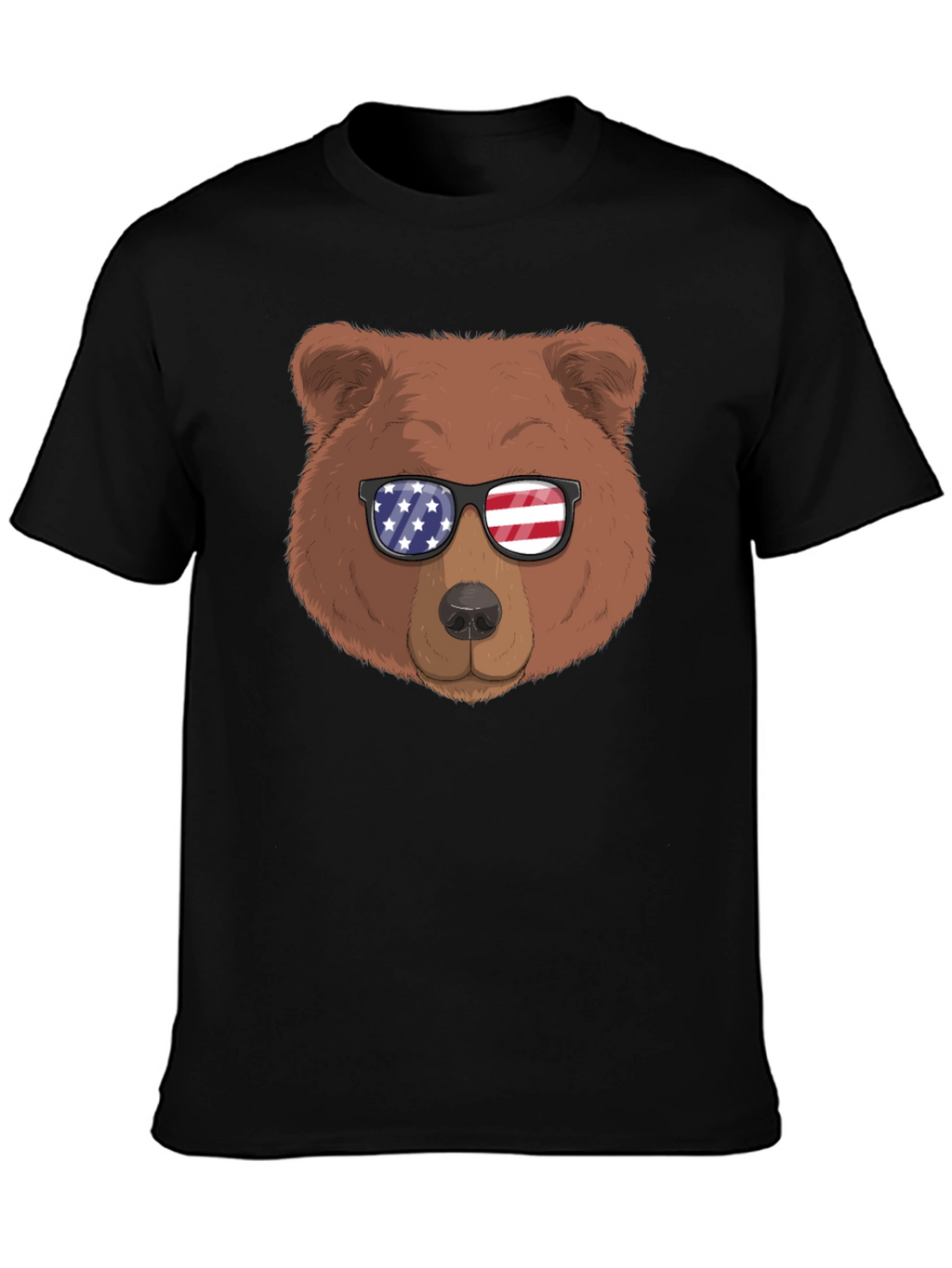 Bear with American Flag Sunglasses Graphic Tee