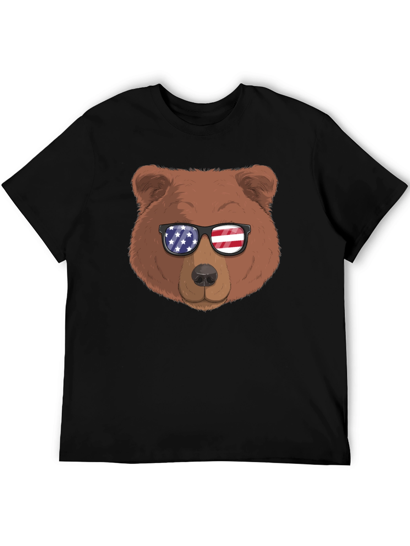 Bear with American Flag Sunglasses Graphic Tee