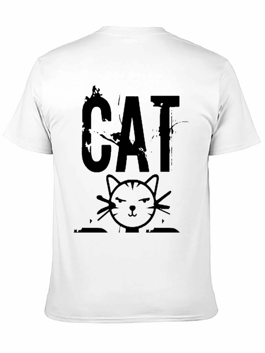 Distressed CAT Graphic Print Mens Black T-Shirt