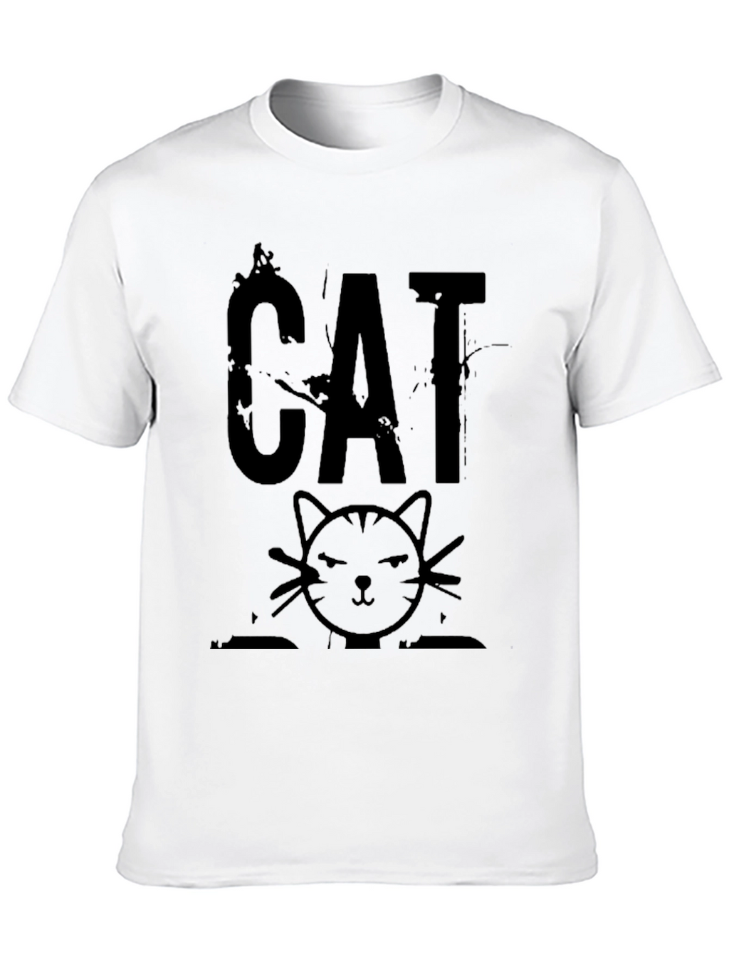 Distressed CAT Graphic Print Mens Black T-Shirt