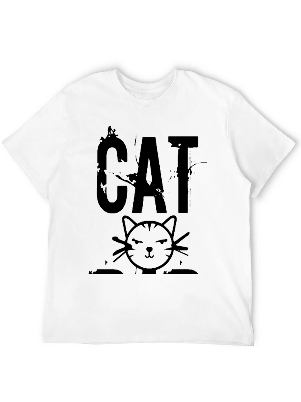 Distressed CAT Graphic Print Mens Black T-Shirt