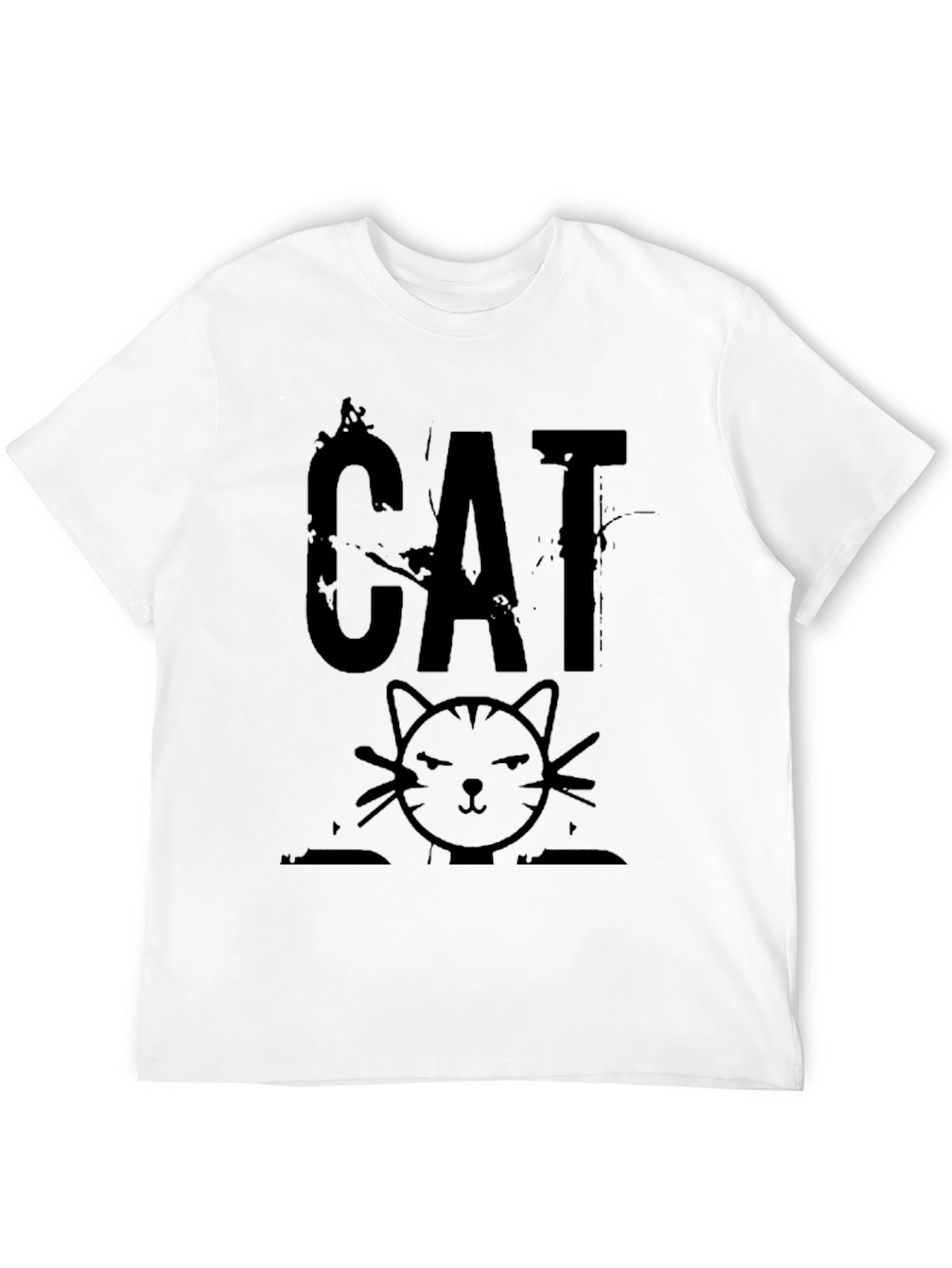 Distressed CAT Graphic Print Mens Black T-Shirt