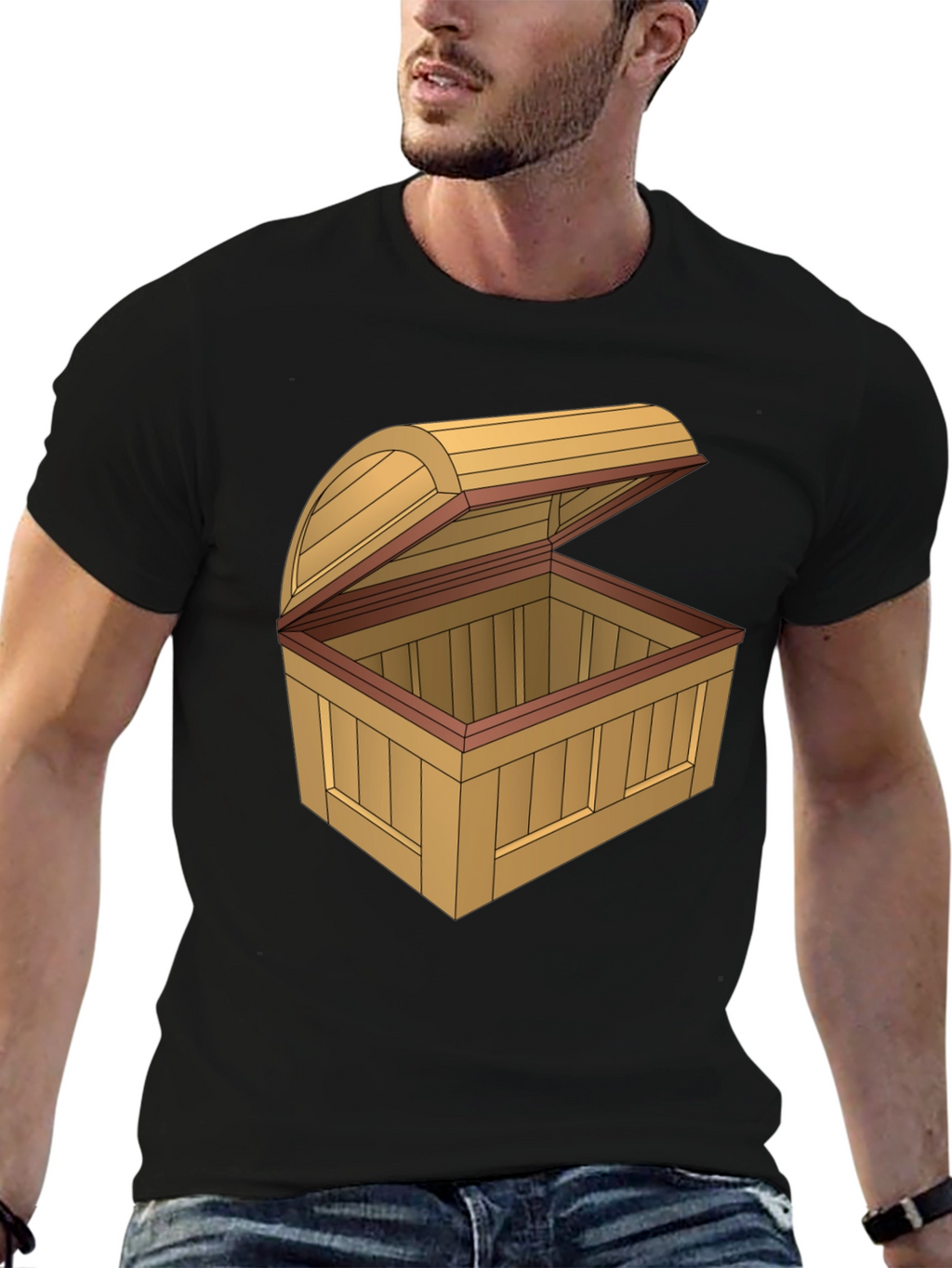 Cartoon Treasure Chest Graphic T-Shirt
