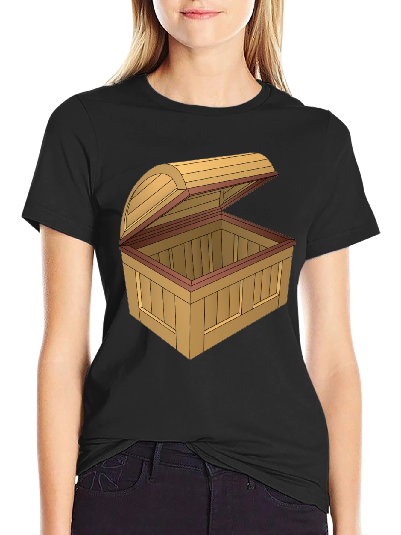 Cartoon Treasure Chest Graphic T-Shirt