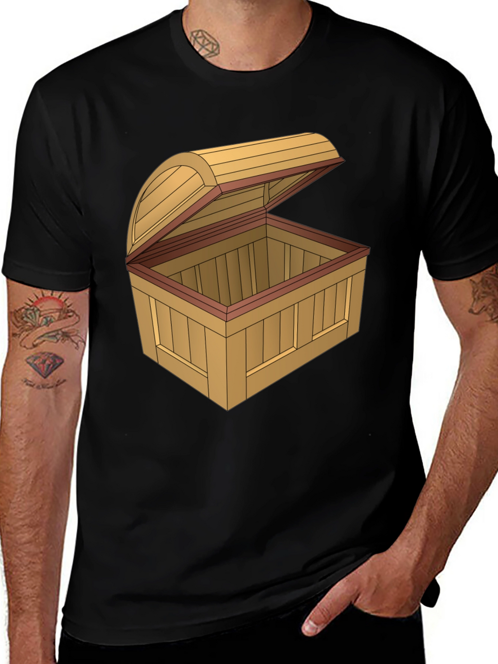 Cartoon Treasure Chest Graphic T-Shirt