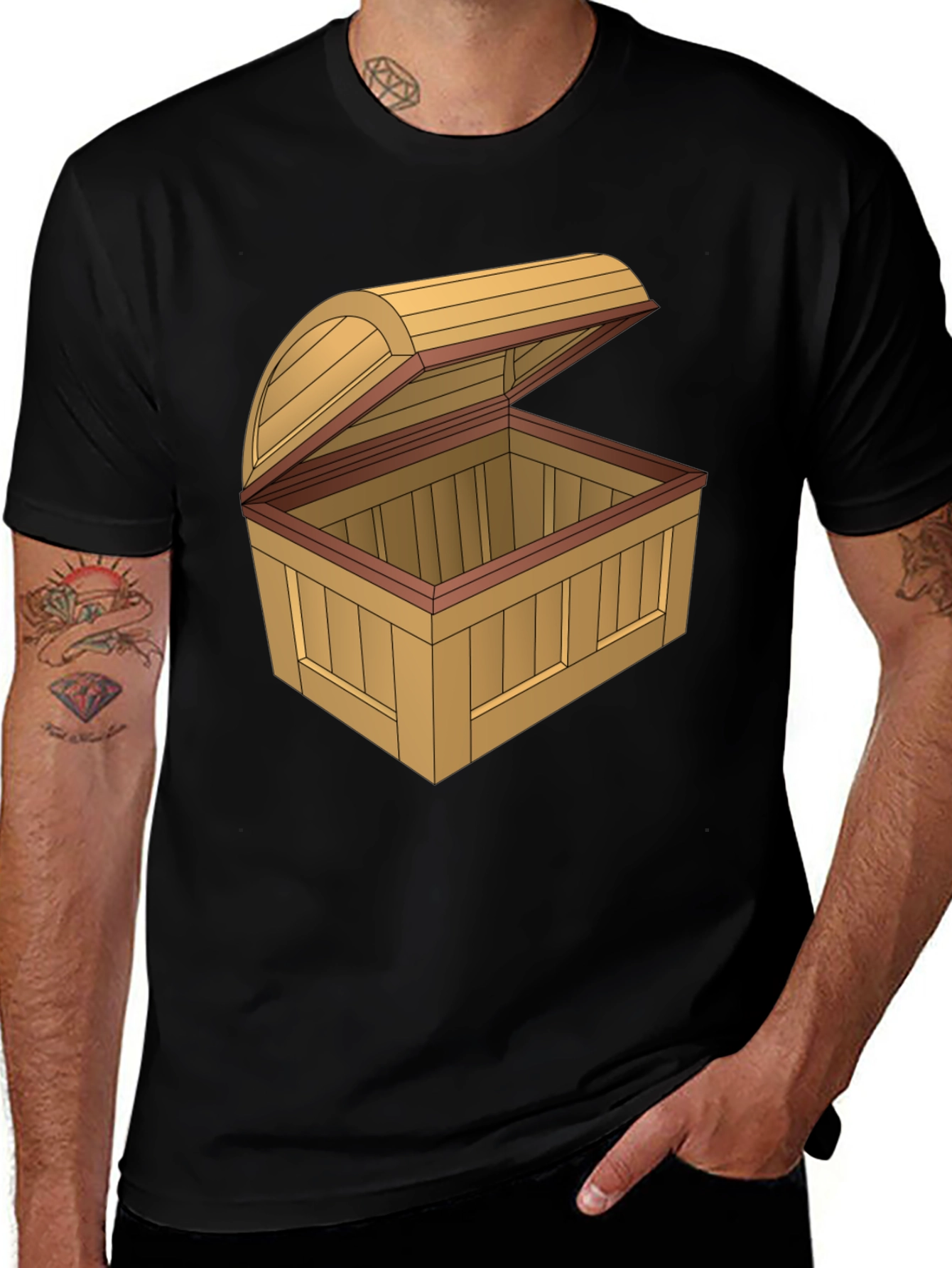 Cartoon Treasure Chest Graphic T-Shirt