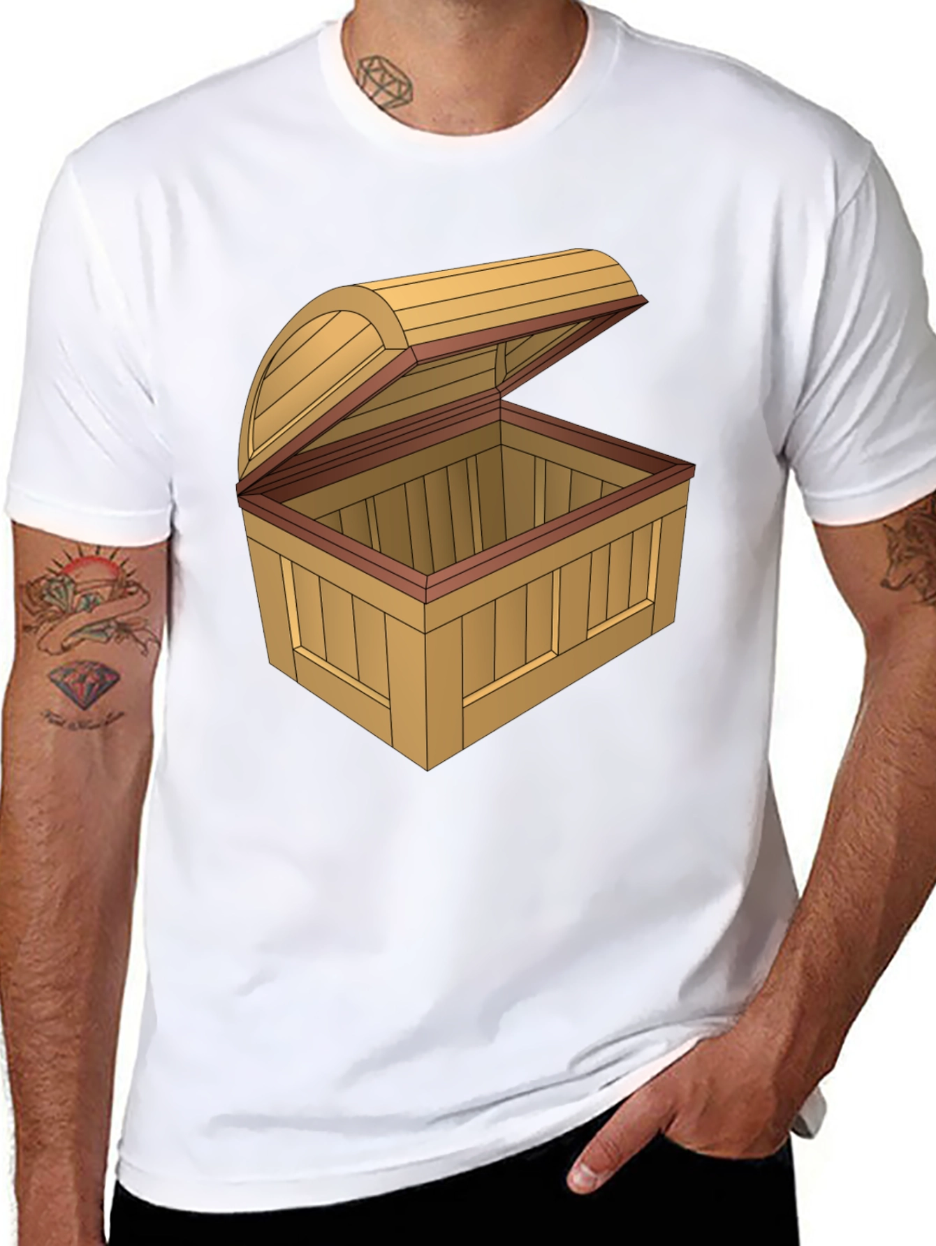 Cartoon Treasure Chest Graphic T-Shirt