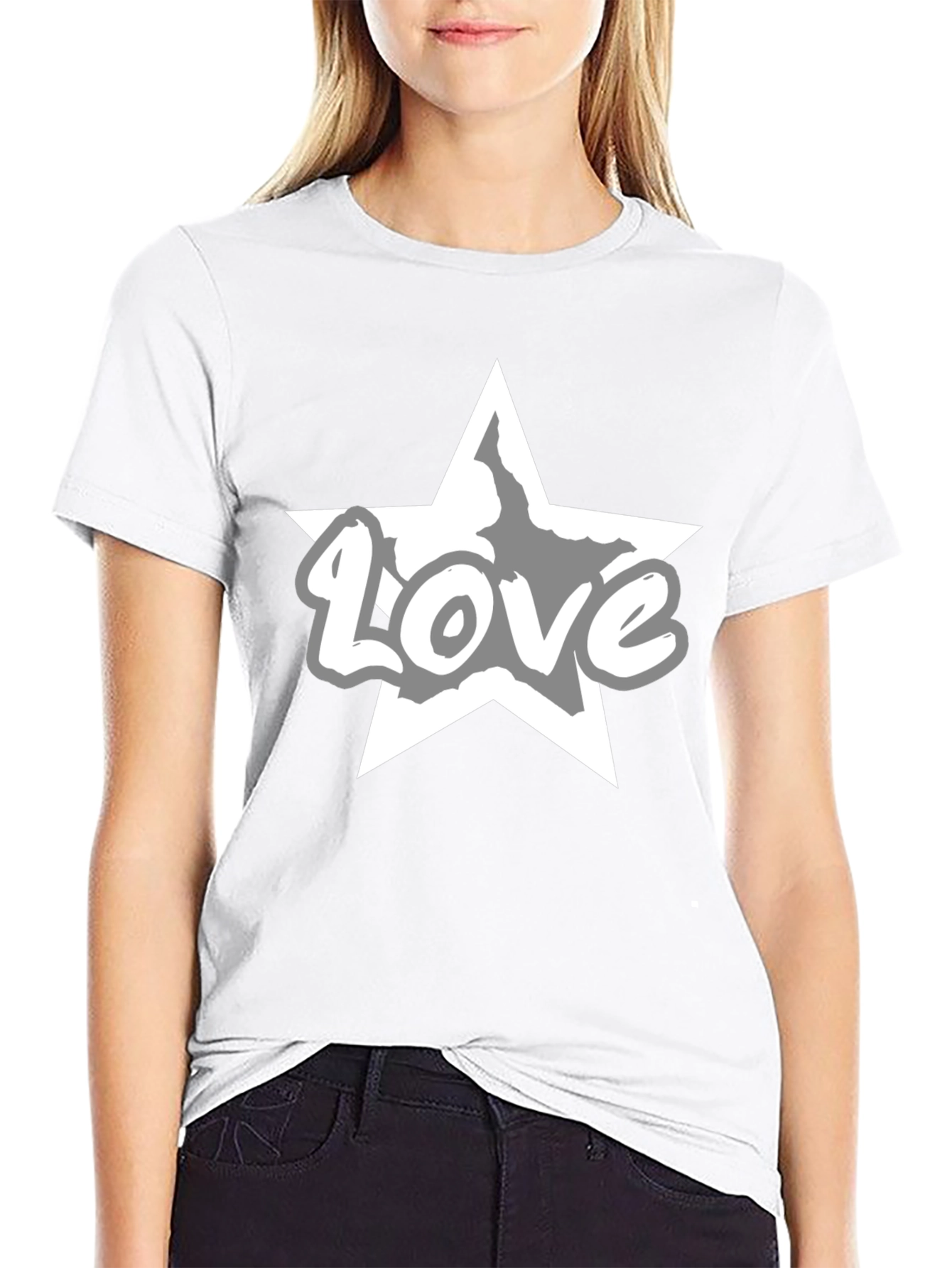 Love Star Graphic Tee - Stylish Black T-Shirt