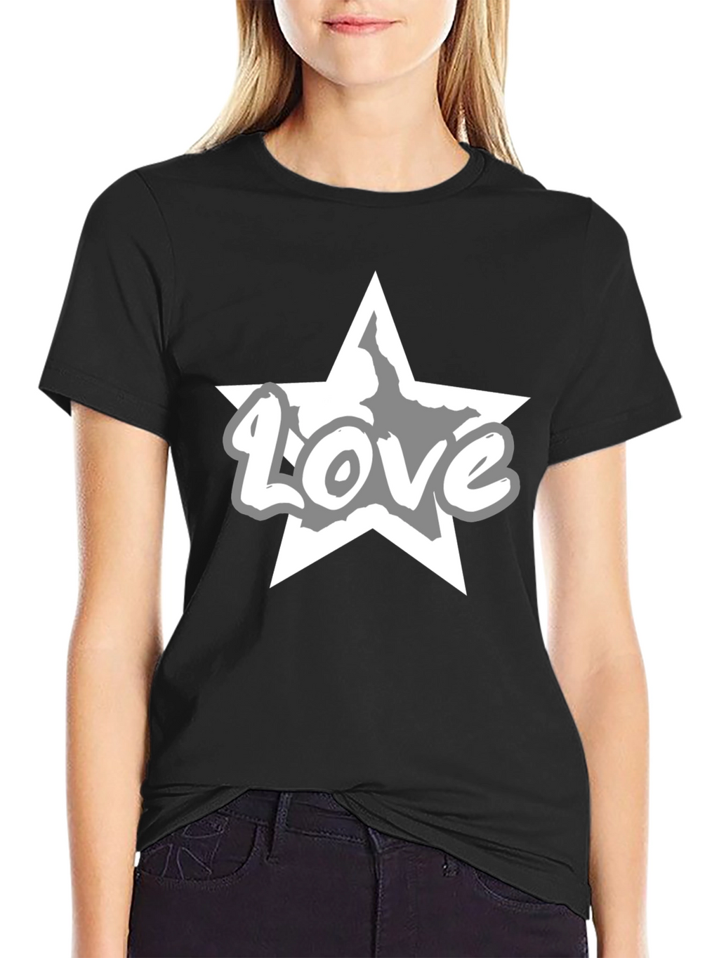 Love Star Graphic Tee - Stylish Black T-Shirt