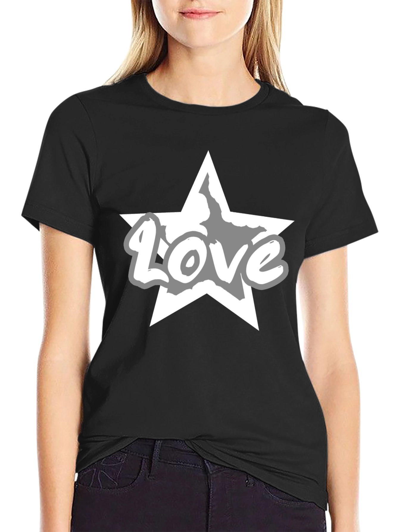 Love Star Graphic Tee - Stylish Black T-Shirt