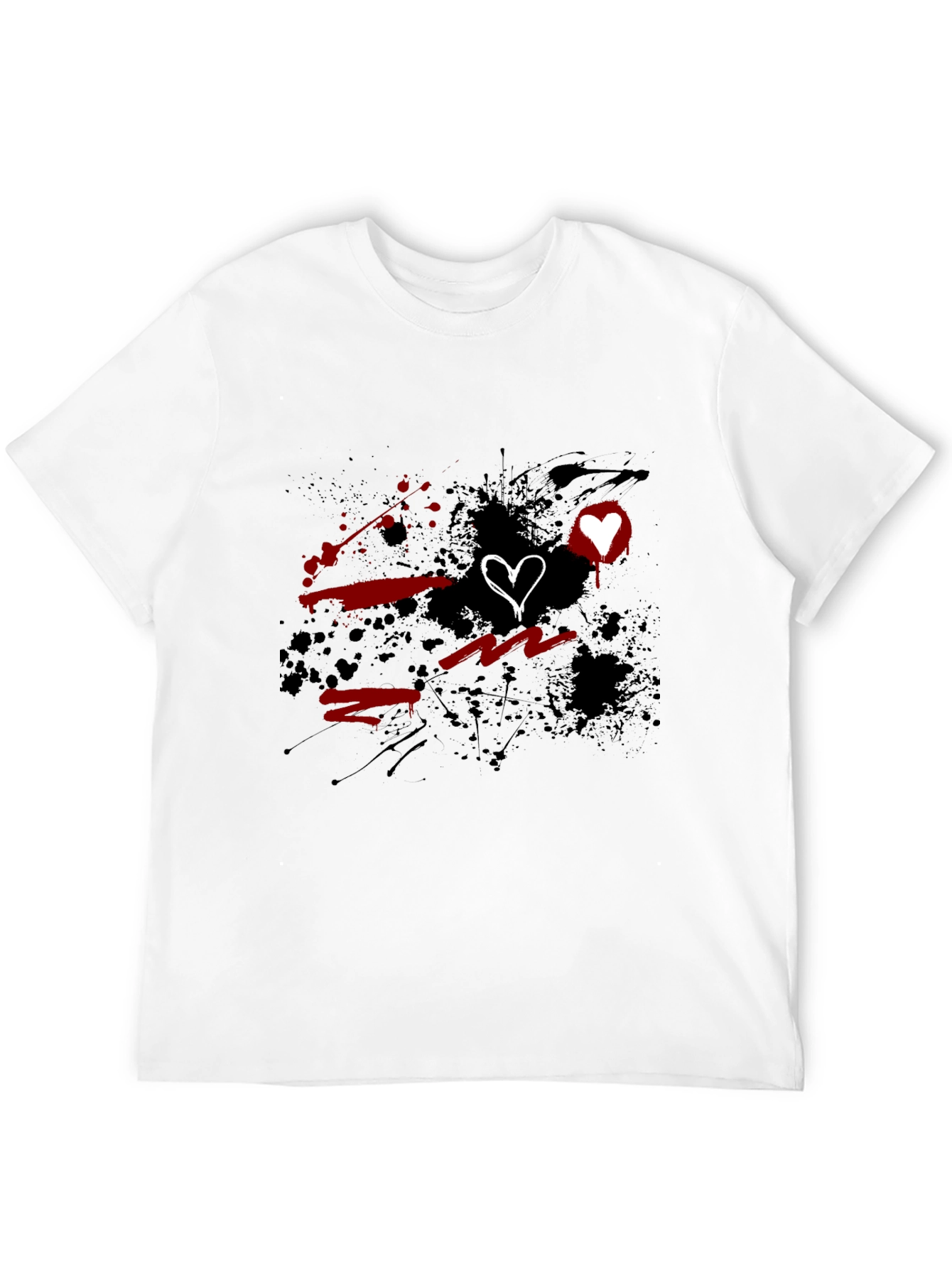 Grunge Heart Graphic Black T-Shirt