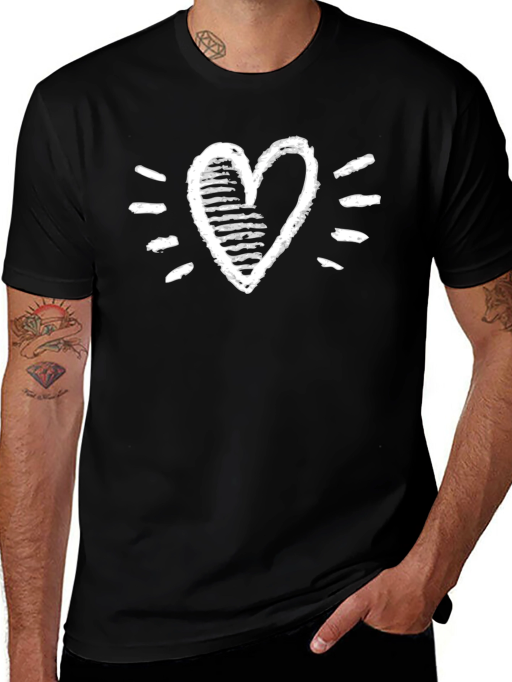 Heart Graphic Tee - Stylish Black Cotton T-Shirt