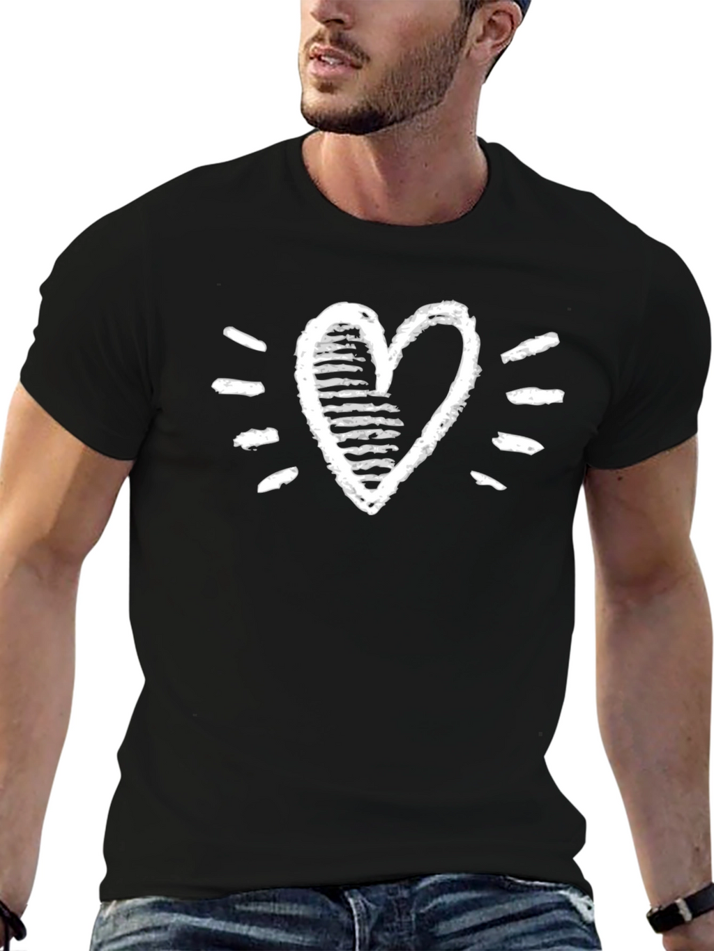 Heart Graphic Tee - Stylish Black Cotton T-Shirt