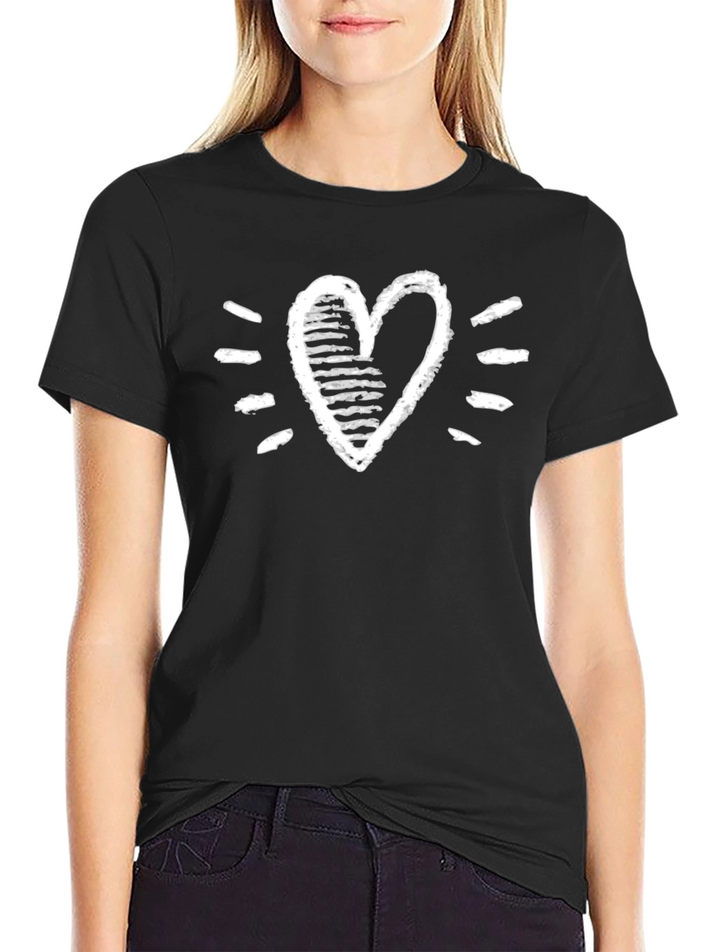 Heart Graphic Tee - Stylish Black Cotton T-Shirt