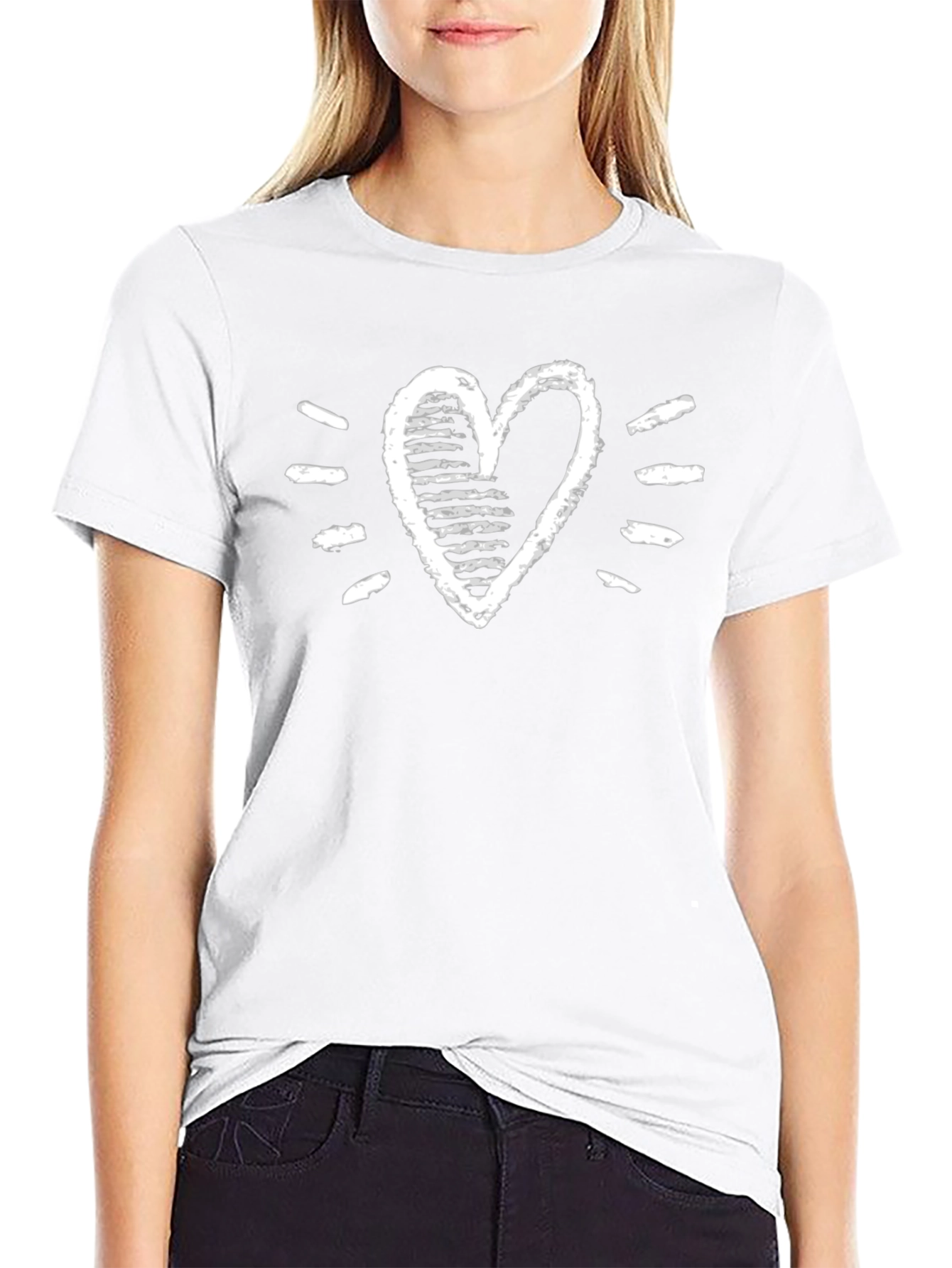 Heart Graphic Tee - Stylish Black Cotton T-Shirt