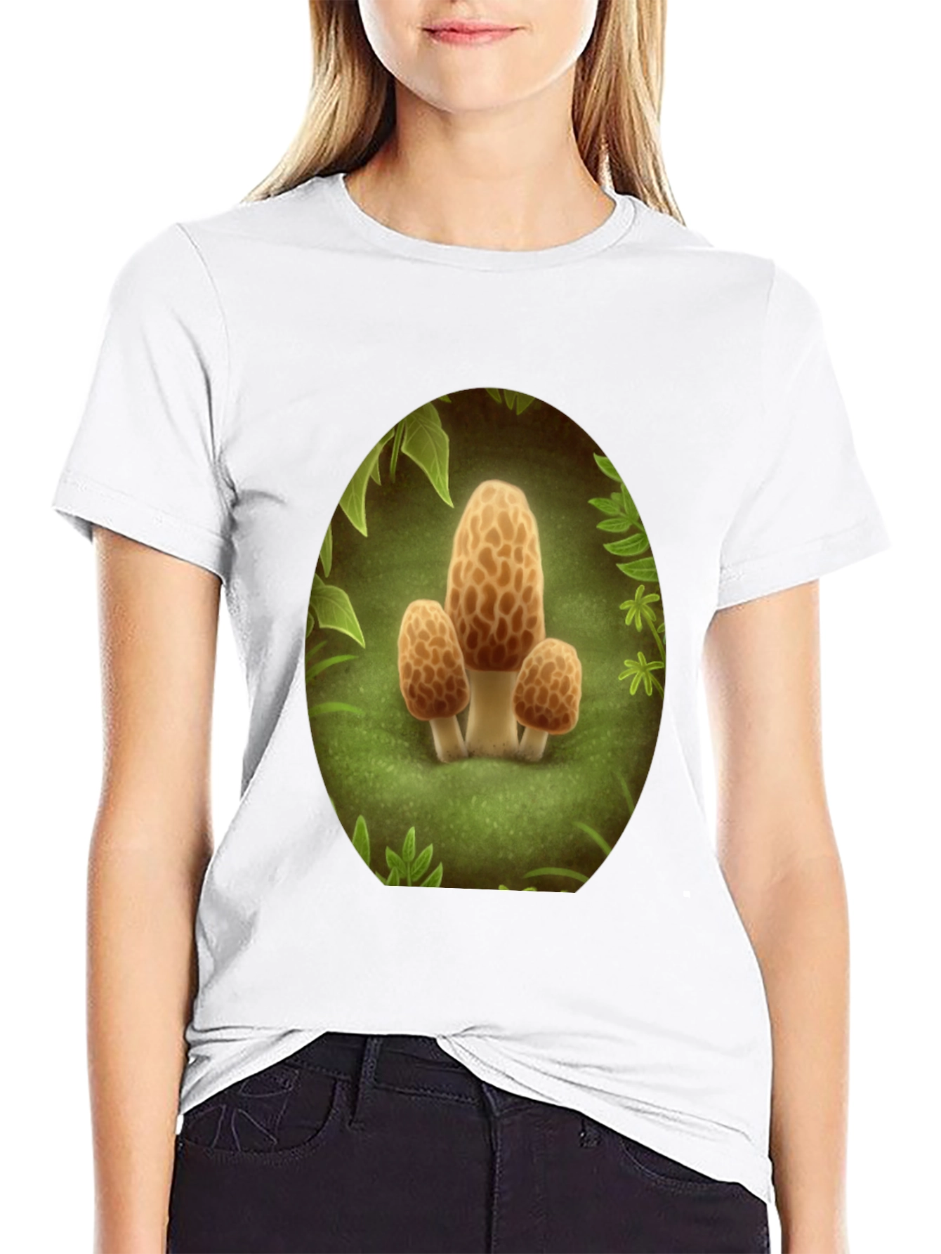 Mushroom Crewneck T-Shirt - Funky Forest Design