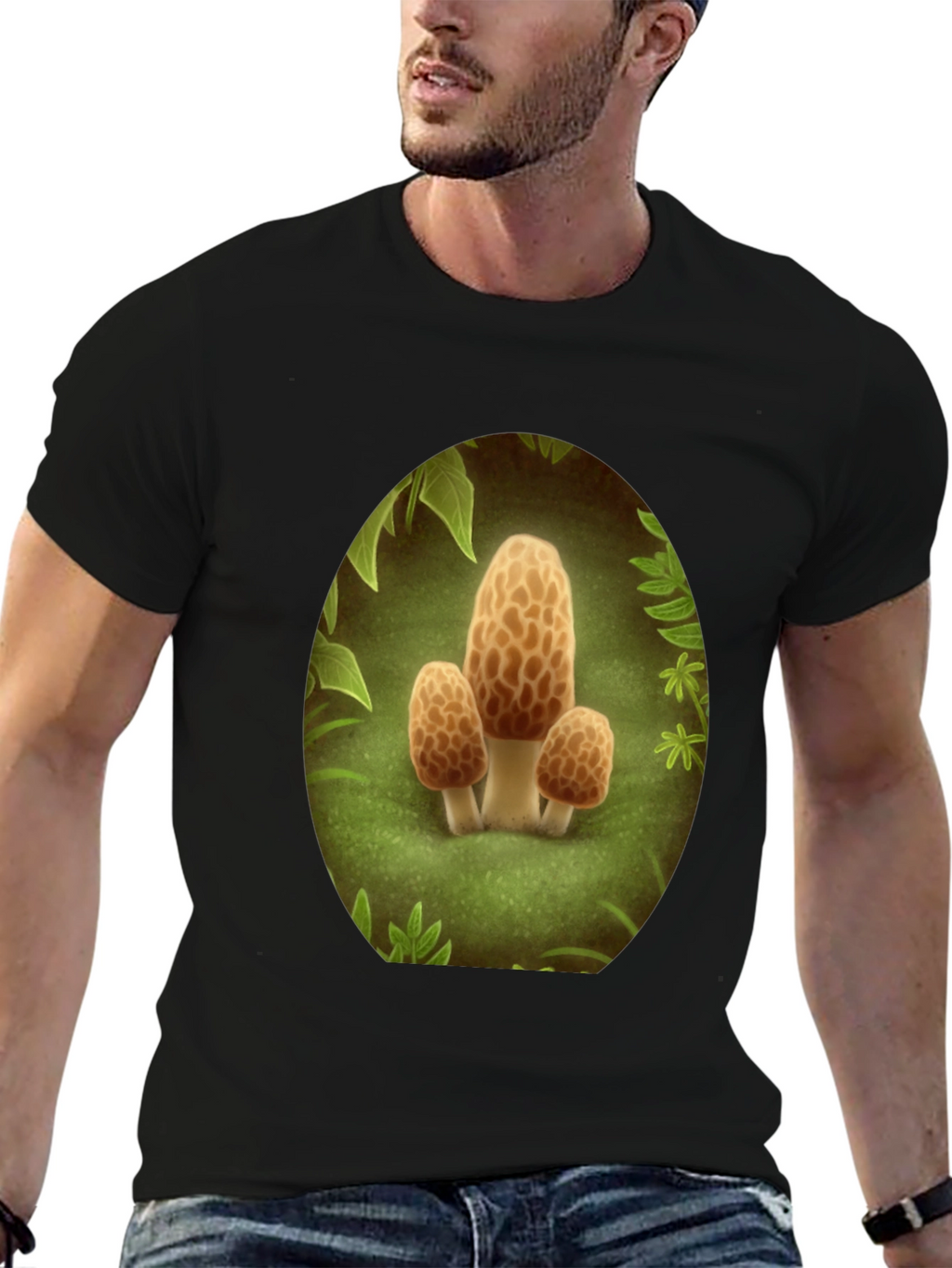 Mushroom Crewneck T-Shirt - Funky Forest Design