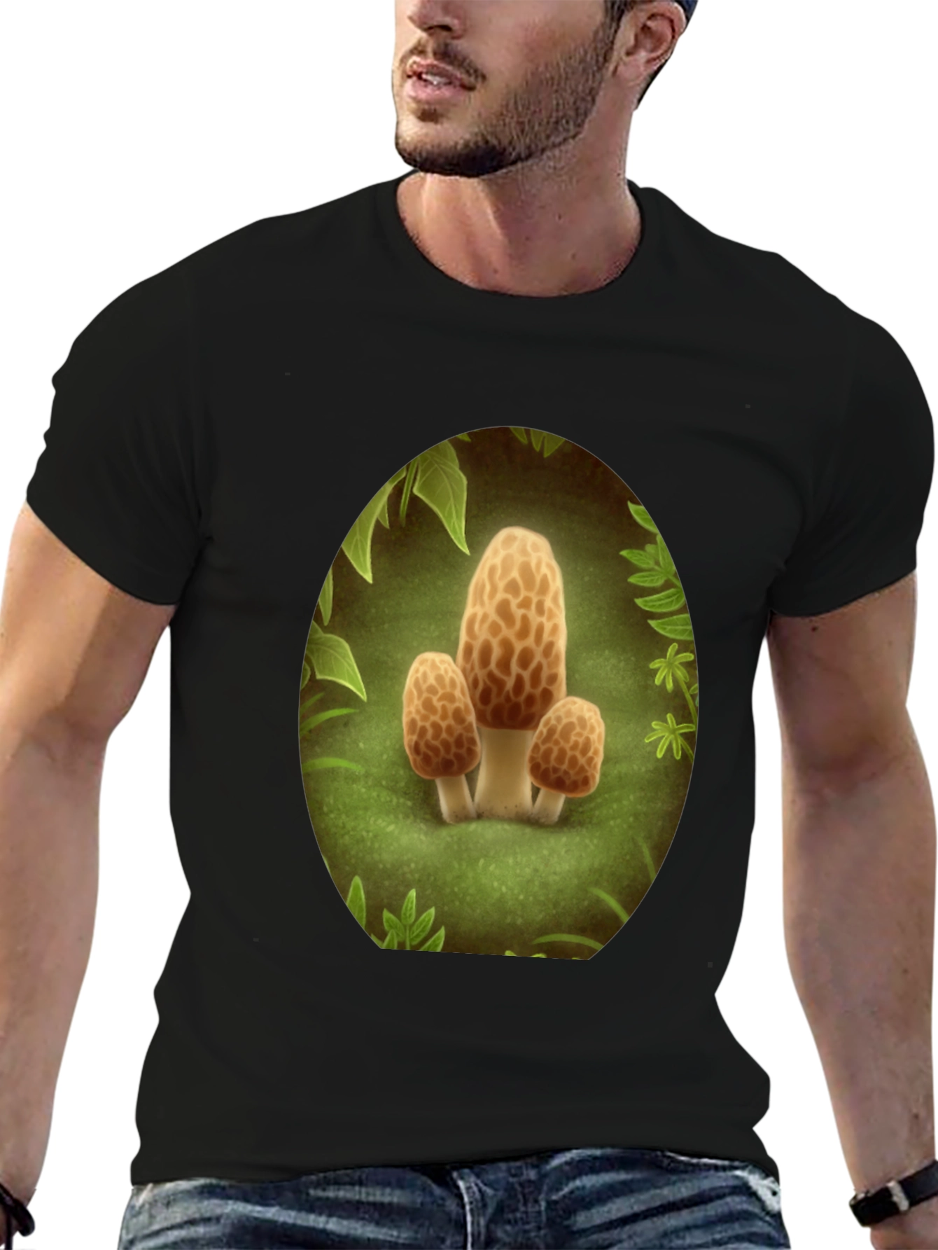 Mushroom Crewneck T-Shirt - Funky Forest Design