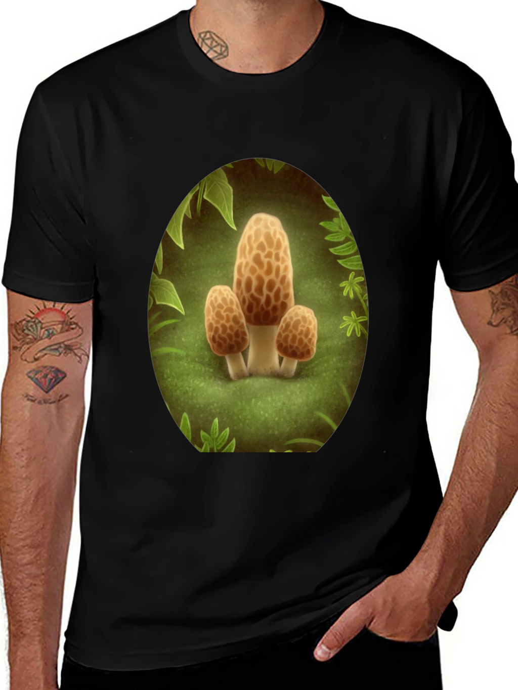 Mushroom Crewneck T-Shirt - Funky Forest Design