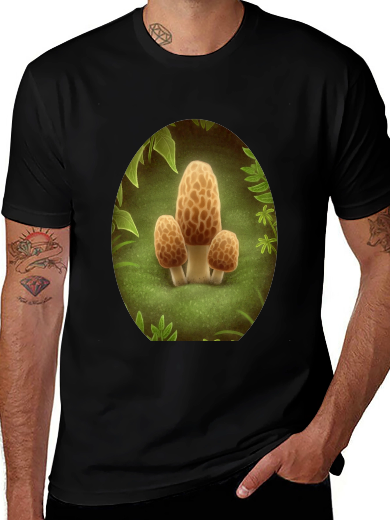 Mushroom Crewneck T-Shirt - Funky Forest Design