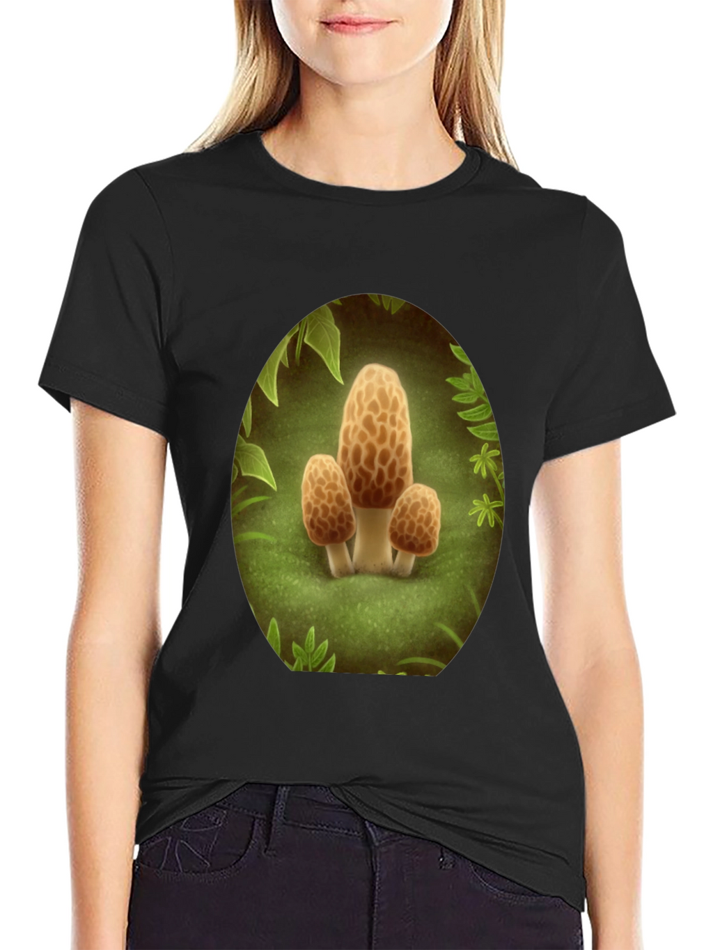 Mushroom Crewneck T-Shirt - Funky Forest Design