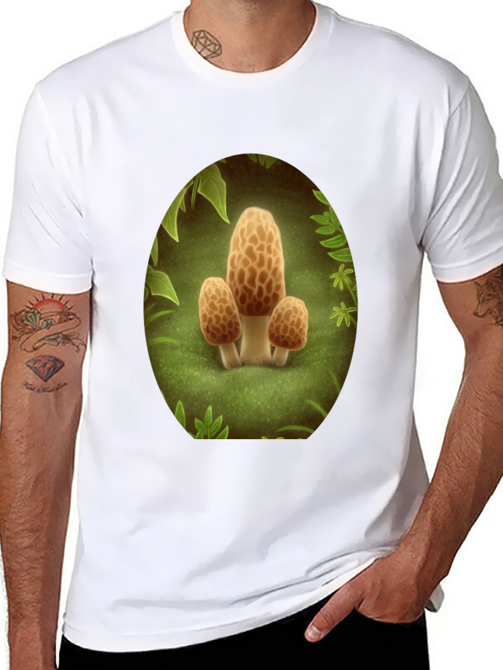 Mushroom Crewneck T-Shirt - Funky Forest Design