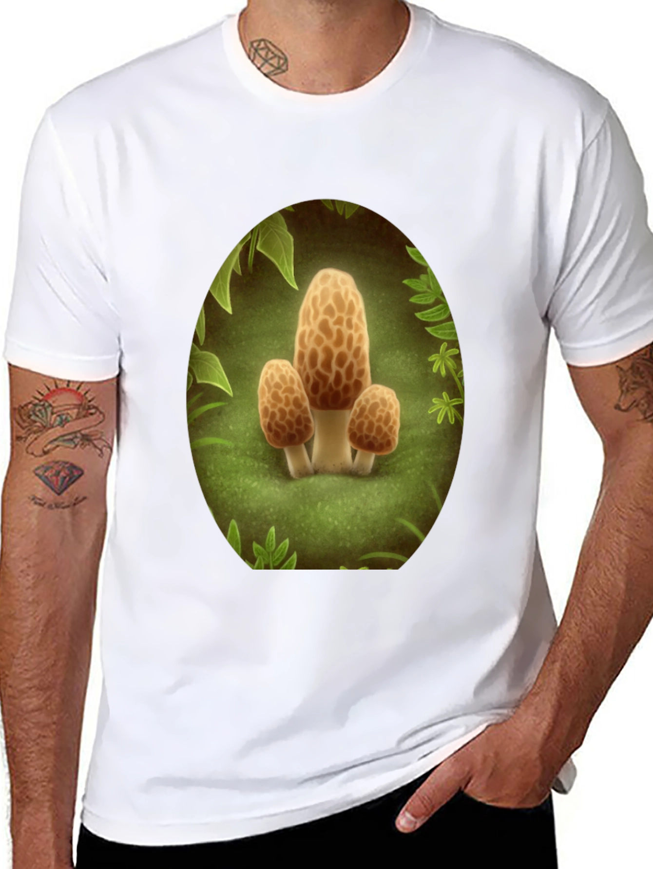 Mushroom Crewneck T-Shirt - Funky Forest Design