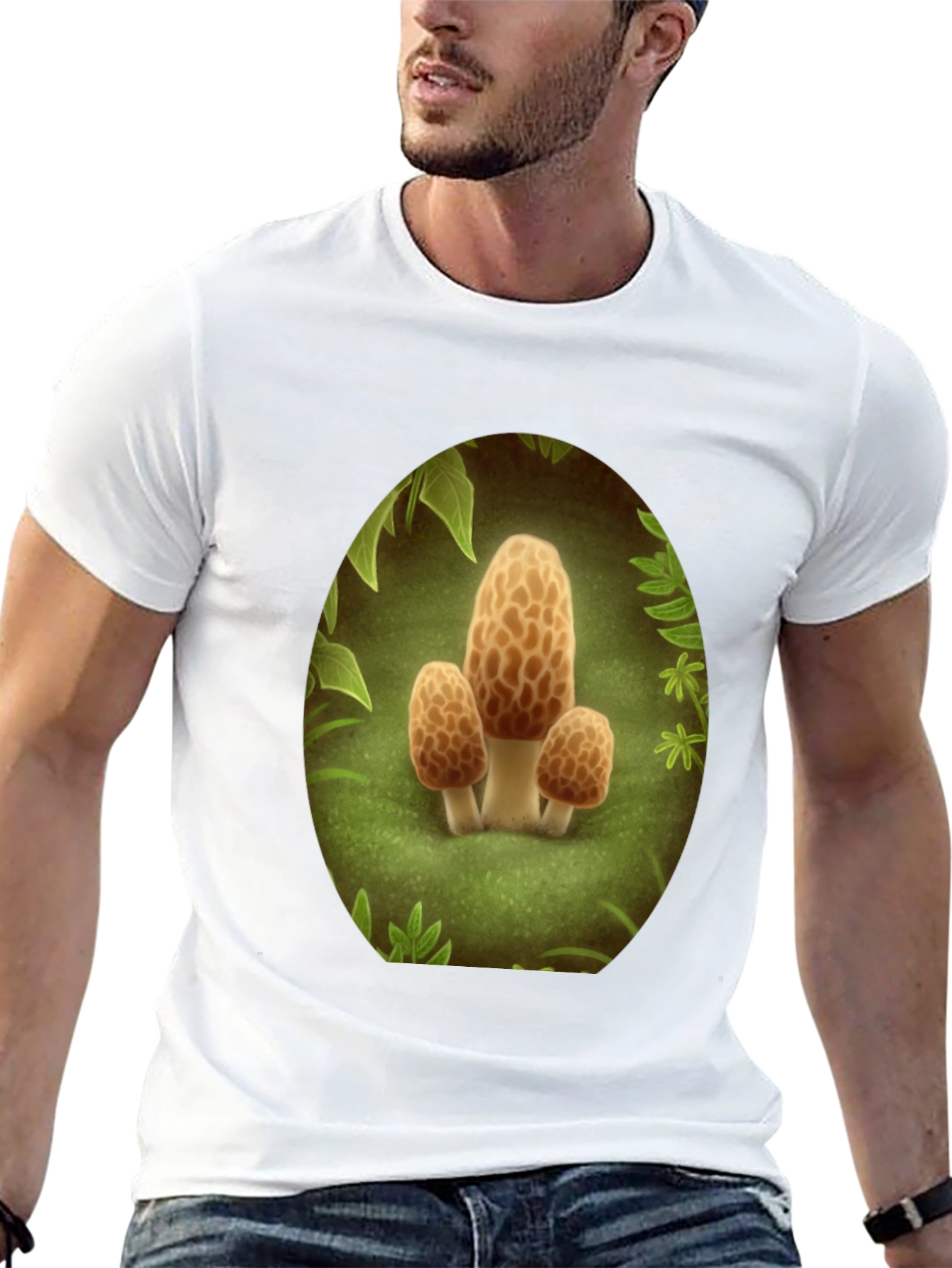 Mushroom Crewneck T-Shirt - Funky Forest Design