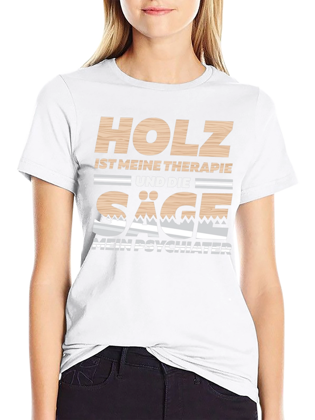 Holz Ist Meine Therapie Black T-Shirt