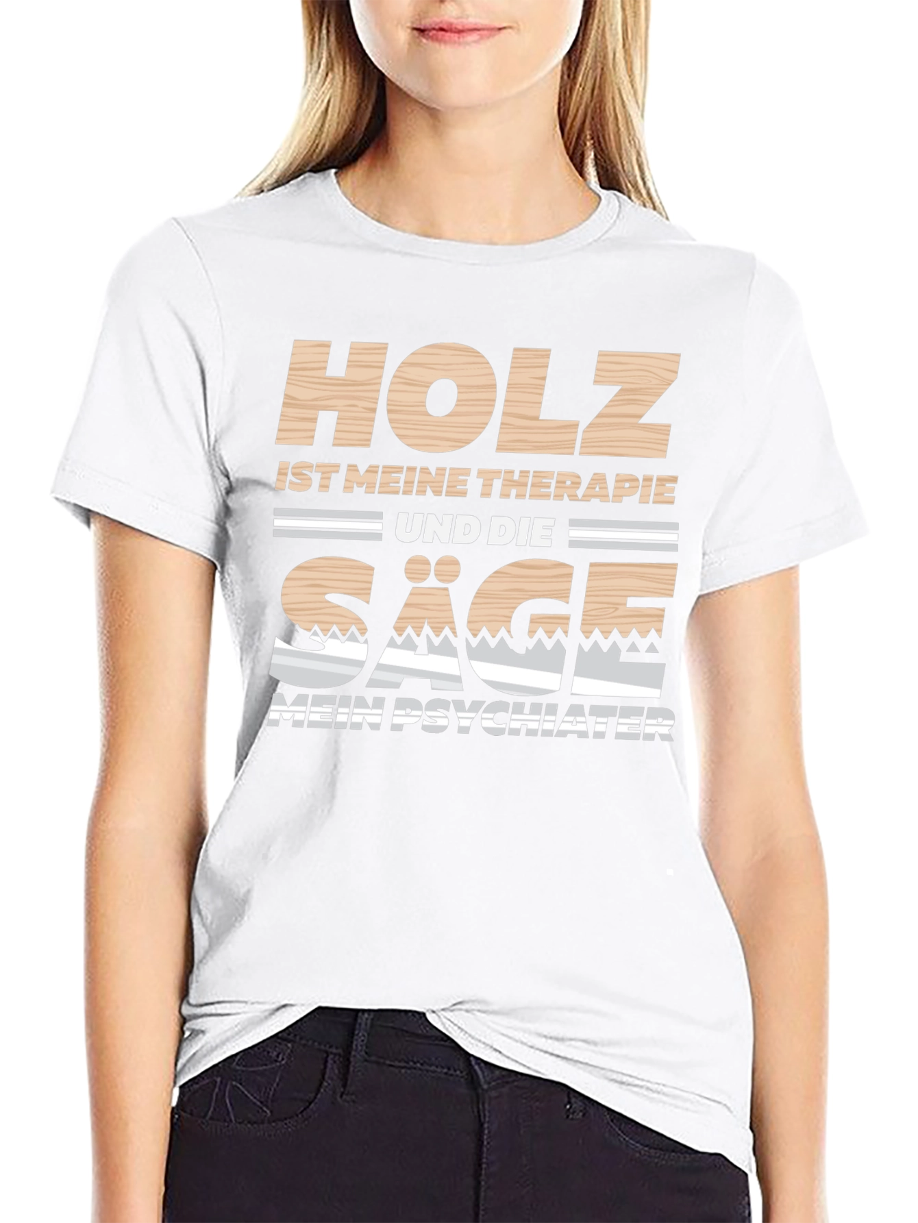 Holz Ist Meine Therapie Black T-Shirt